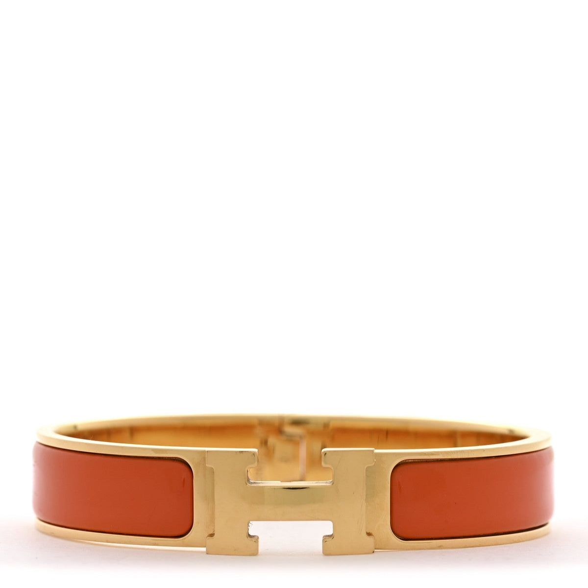エルメス クリッククラック H ブレスレット エナメル ナロー PM オレンジ HERMES CLIC CLAC H BRACELET ENAMEL NARROW PM ORANGE