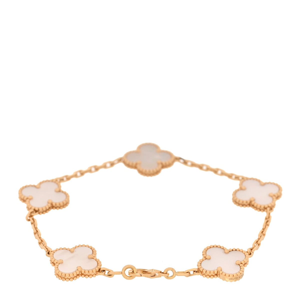 Van Cleef & Arpels Vintage Alhambra 5 Motifs Bracelet Mother of Pearl 18K Yellow Gold