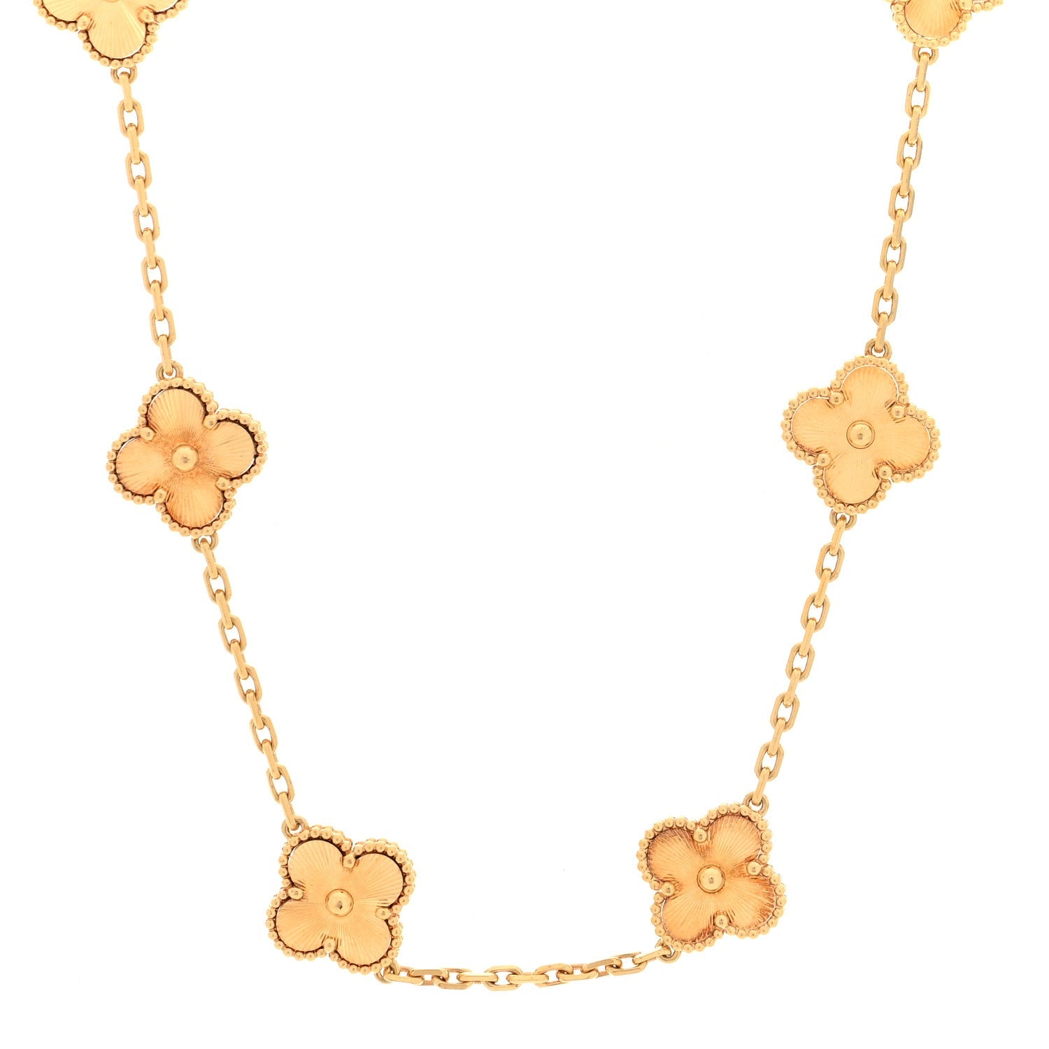ヴァンクリーフ＆アーペル ヴィンテージアルハンブラ 10モチーフ ネックレス ギョーシェ 18K イエローゴールド VAN CLEEF & ARPELS VINTAGE ALHAMBRA 10 MOTIFS NECKLACE GUILLOCHÉ 18K YELLOW GOLD