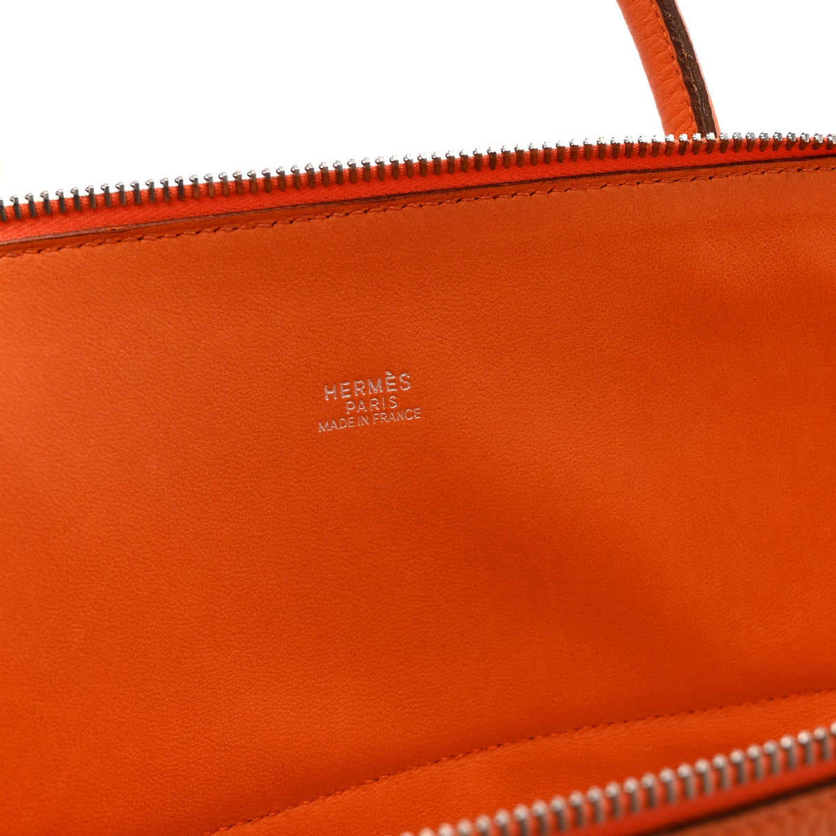 Hermès Bolide 35 Orange Taurillon Clemence Silver Hardware
