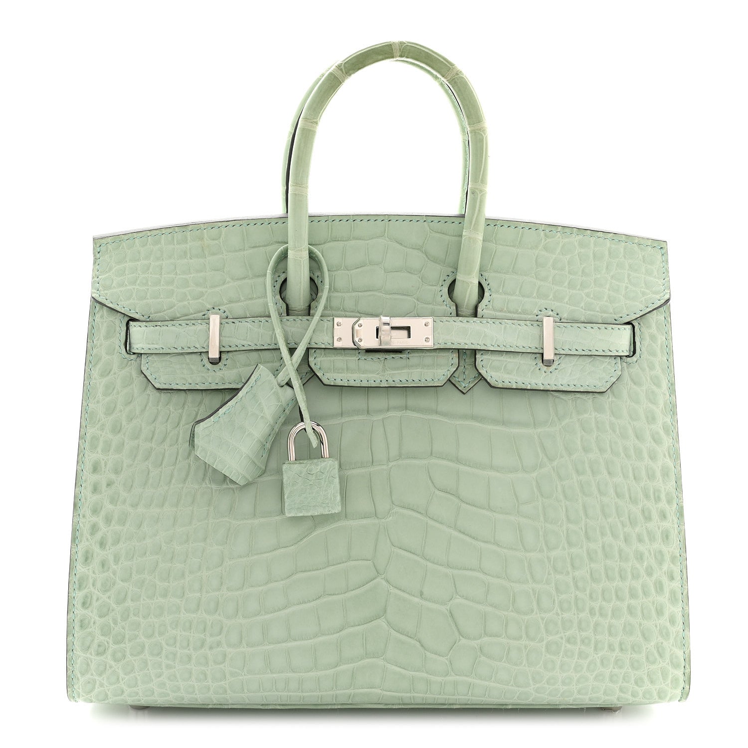 エルメス バーキンセリエ 25 外縫い Vert D'eau マットアリゲーター シルバー金具 HERMES BIRKIN 25 SELLIER VERT D'EAU MATTE ALLIGATOR SILVER HARDWARE