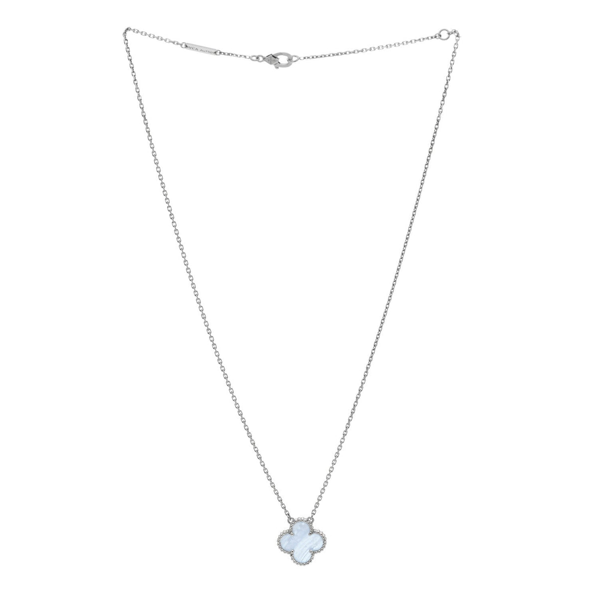 ヴァンクリーフ＆アーペル ヴィンテージアルハンブラ ペンダントネックレス カルセドニー 18K ホワイトゴールド VAN CLEEF & ARPELS VINTAGE ALHAMBRA PENDANT NECKLACE CHALCEDONY 18K WHITE GOLD