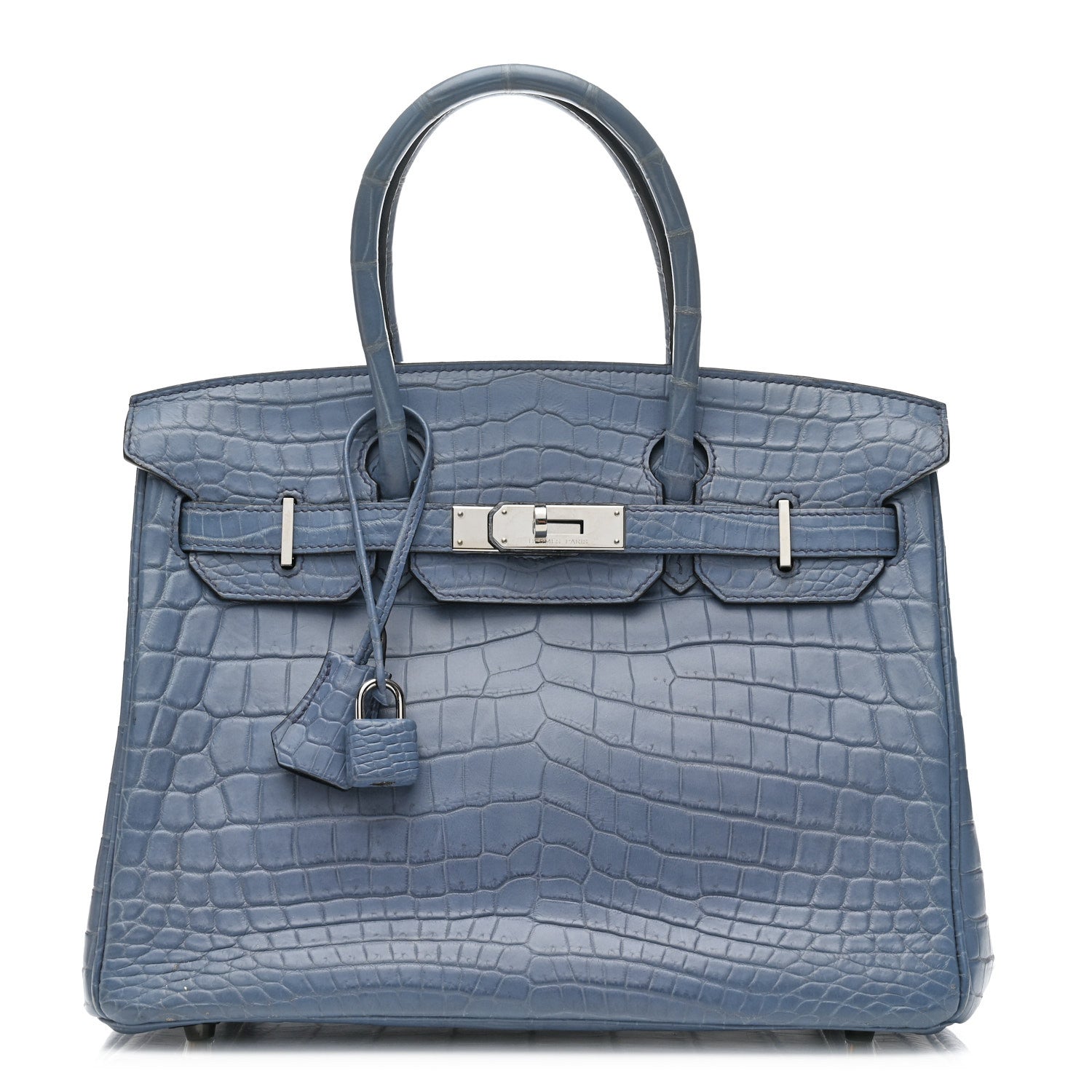 Hermes Birkin 30 Bleu Brighton Matte Porosus Crocodile Silver Hardware HERMES BIRKIN 30 BLEU BRIGHTON SILVER HARDWARE