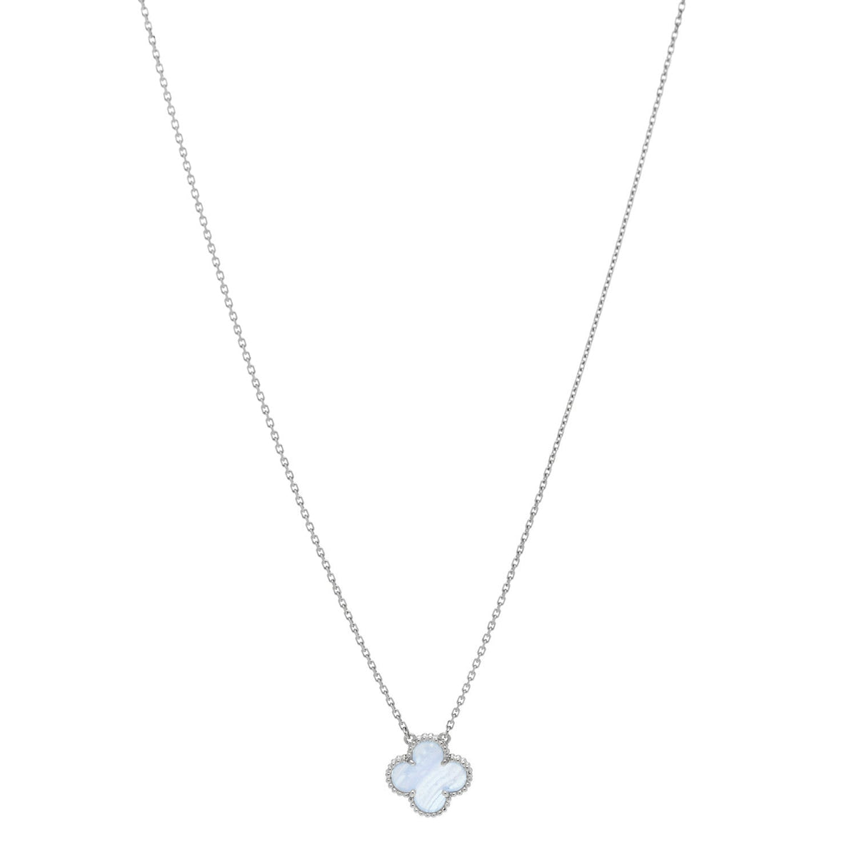 ヴァンクリーフ＆アーペル ヴィンテージアルハンブラ ペンダントネックレス カルセドニー 18K ホワイトゴールド VAN CLEEF & ARPELS VINTAGE ALHAMBRA PENDANT NECKLACE CHALCEDONY 18K WHITE GOLD