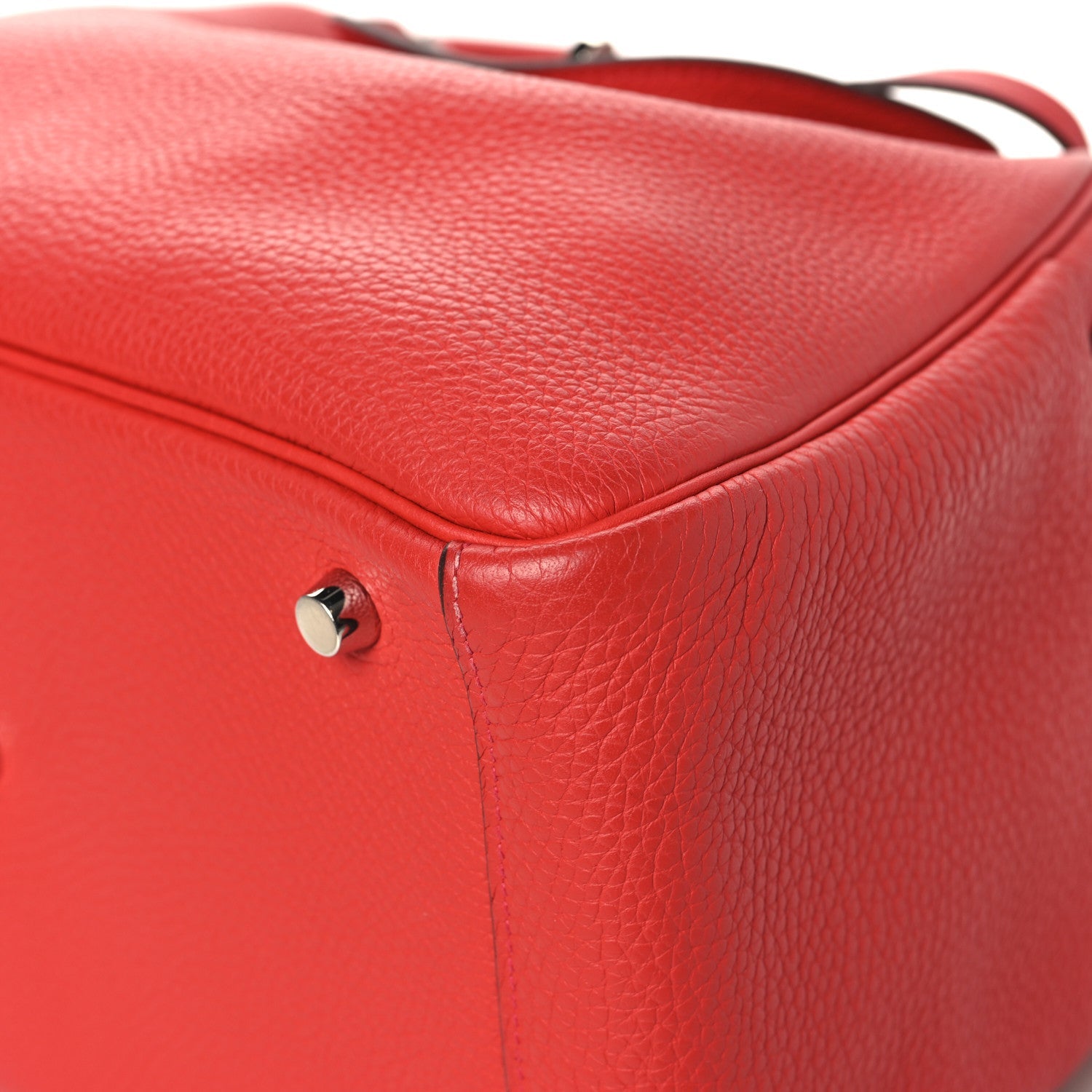 HERMES LINDY 30 ROUGE CASAQUE TAURILLON CLEMENCE SILVER HARDWARE