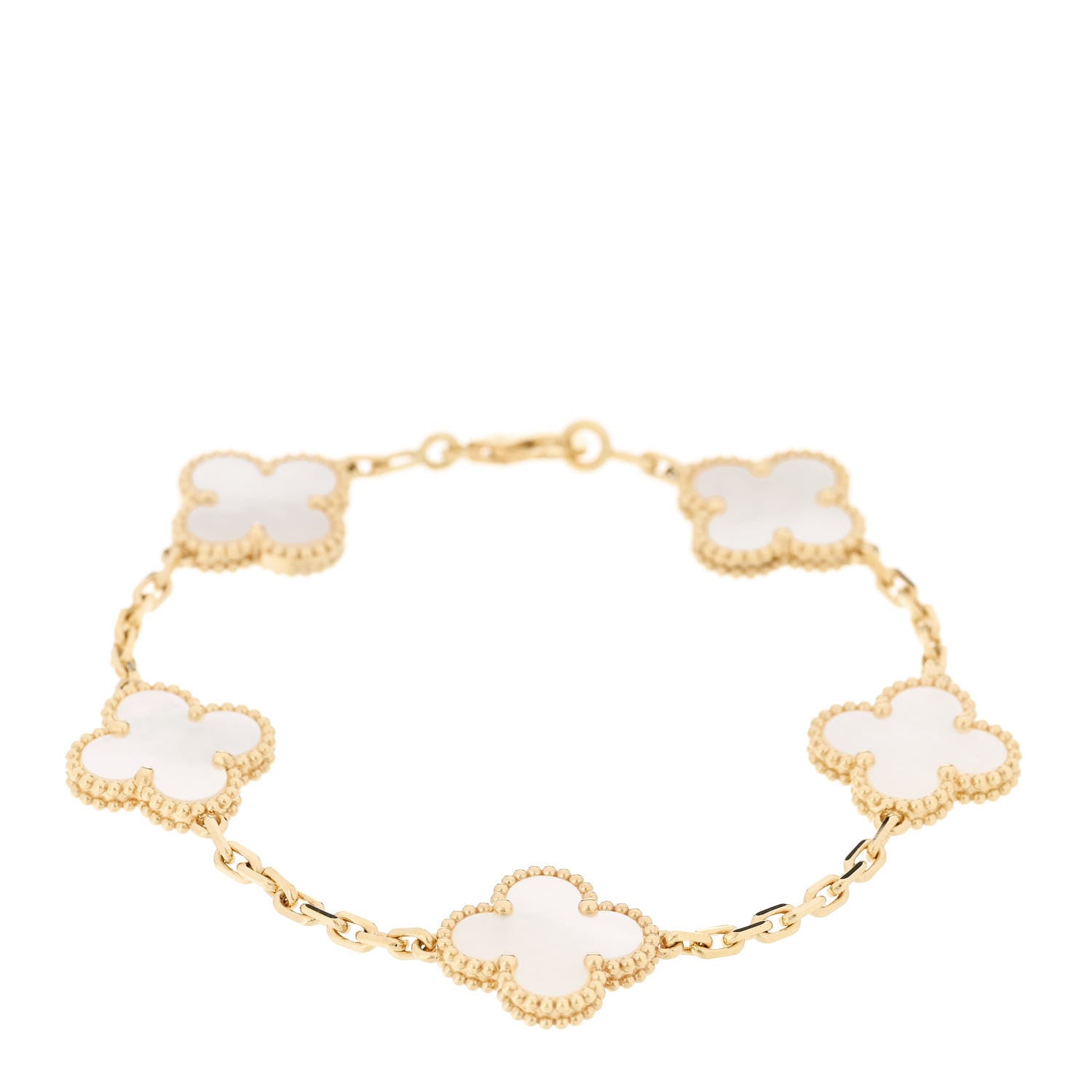 ヴァンクリーフ＆アーペル ヴィンテージアルハンブラ 5モチーフ ブレスレット マザーオブパール 18K イエローゴールド VAN CLEEF & ARPELS VINTAGE ALHAMBRA 5 MOTIFS BRACELET MOTHER OF PEARL 18K YELLOW GOLD