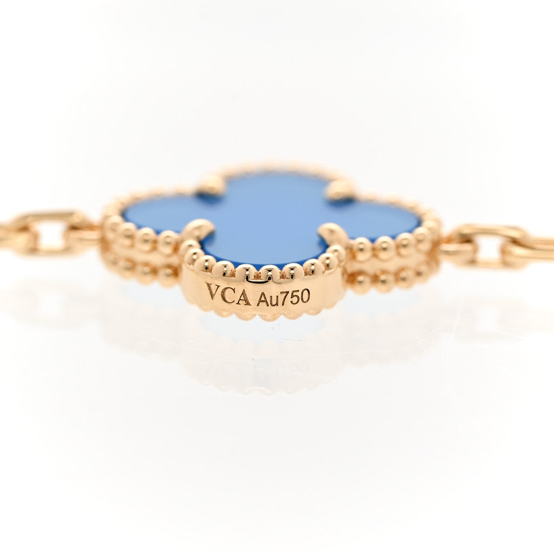 ヴァンクリーフ＆アーペル ヴィンテージアルハンブラ 10モチーフ ネックレス ブルーアゲート 18K イエローゴールド VAN CLEEF & ARPELS VINTAGE ALHAMBRA 10 MOTIFS NECKLACE BLUE AGATE 18K YELLOW GOLD