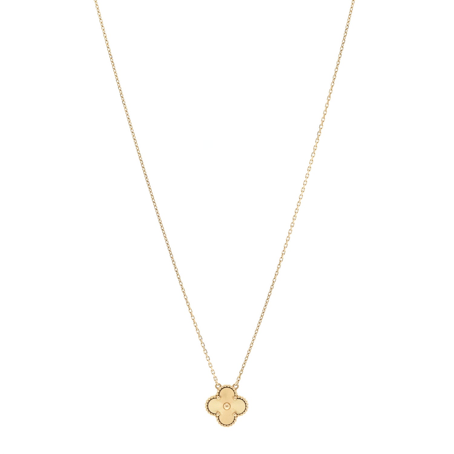 ヴァンクリーフ＆アーペル ヴィンテージアルハンブラ ペンダントネックレス ギョーシェ 18K イエローゴールド VAN CLEEF & ARPELS VINTAGE ALHAMBRA PENDANT NECKLACE GUILLOCHÉ 18K YELLOW GOLD