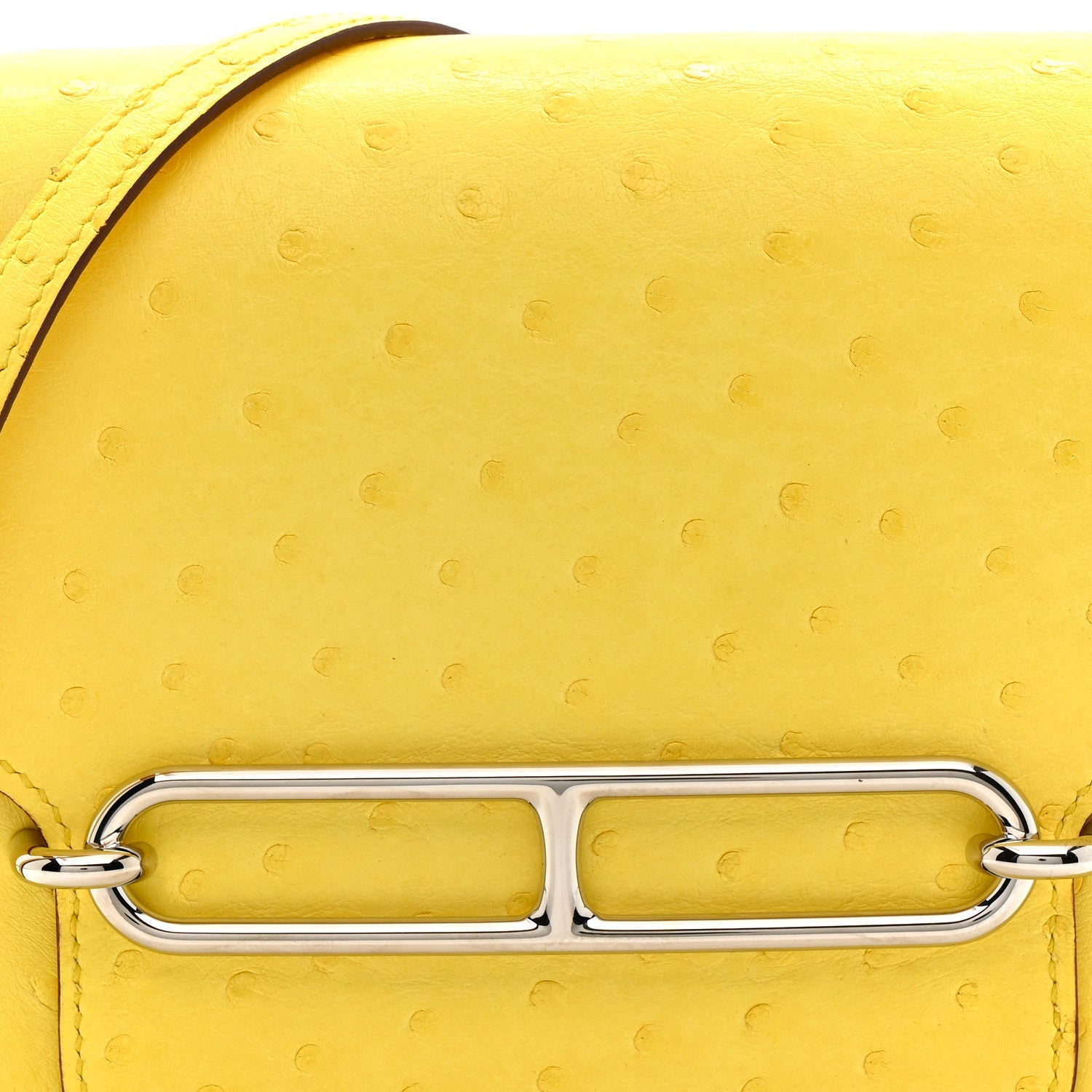 エルメス ミニルリ Jaune Citron オーストリッチ シルバー金具 HERMES MINI ROULIS JAUNE CITRON OSTRICH SILVER HARDWARE