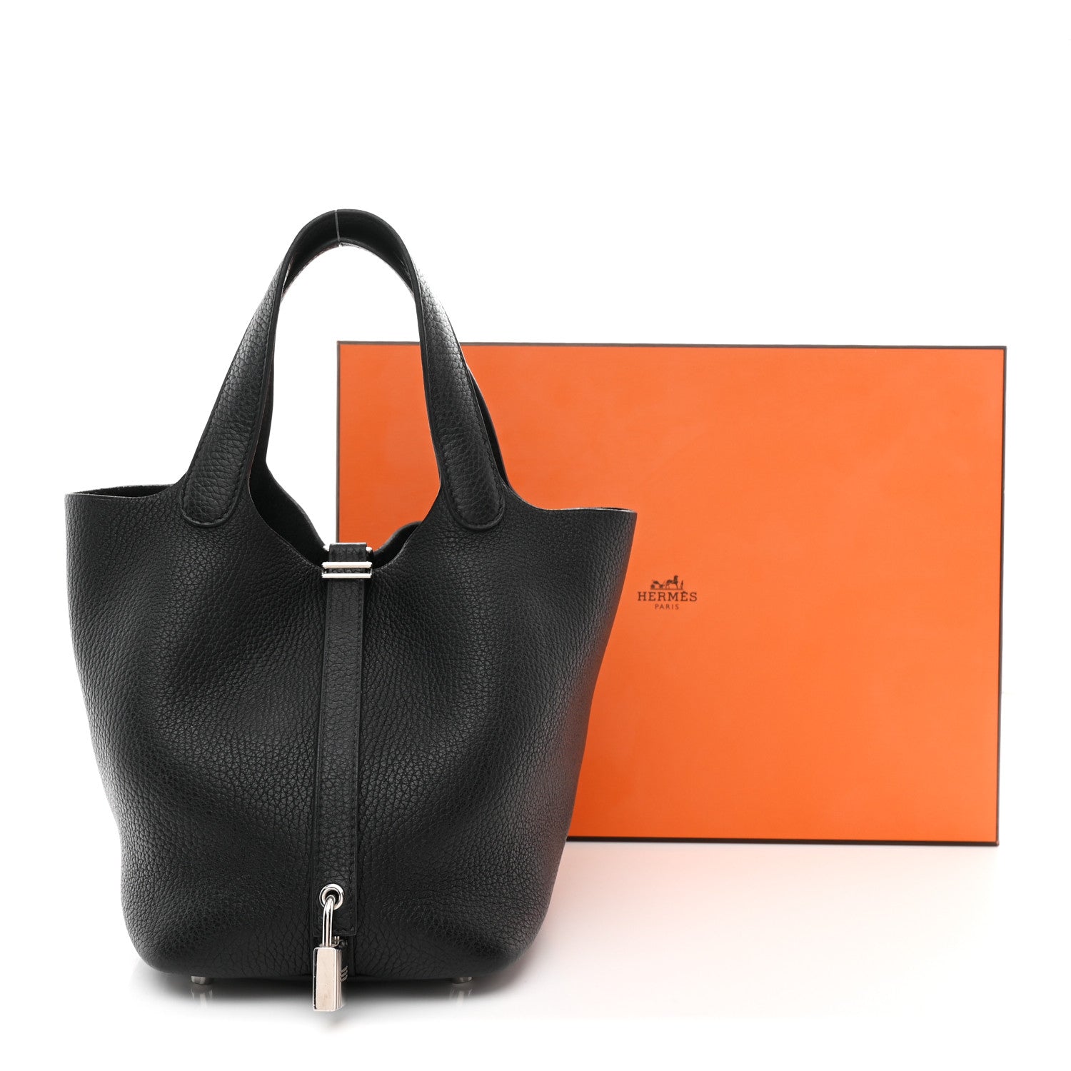 HERMES PICOTIN LOCK PM 18 BLACK TAURILLON CLEMENCE SILVER HARDWARE