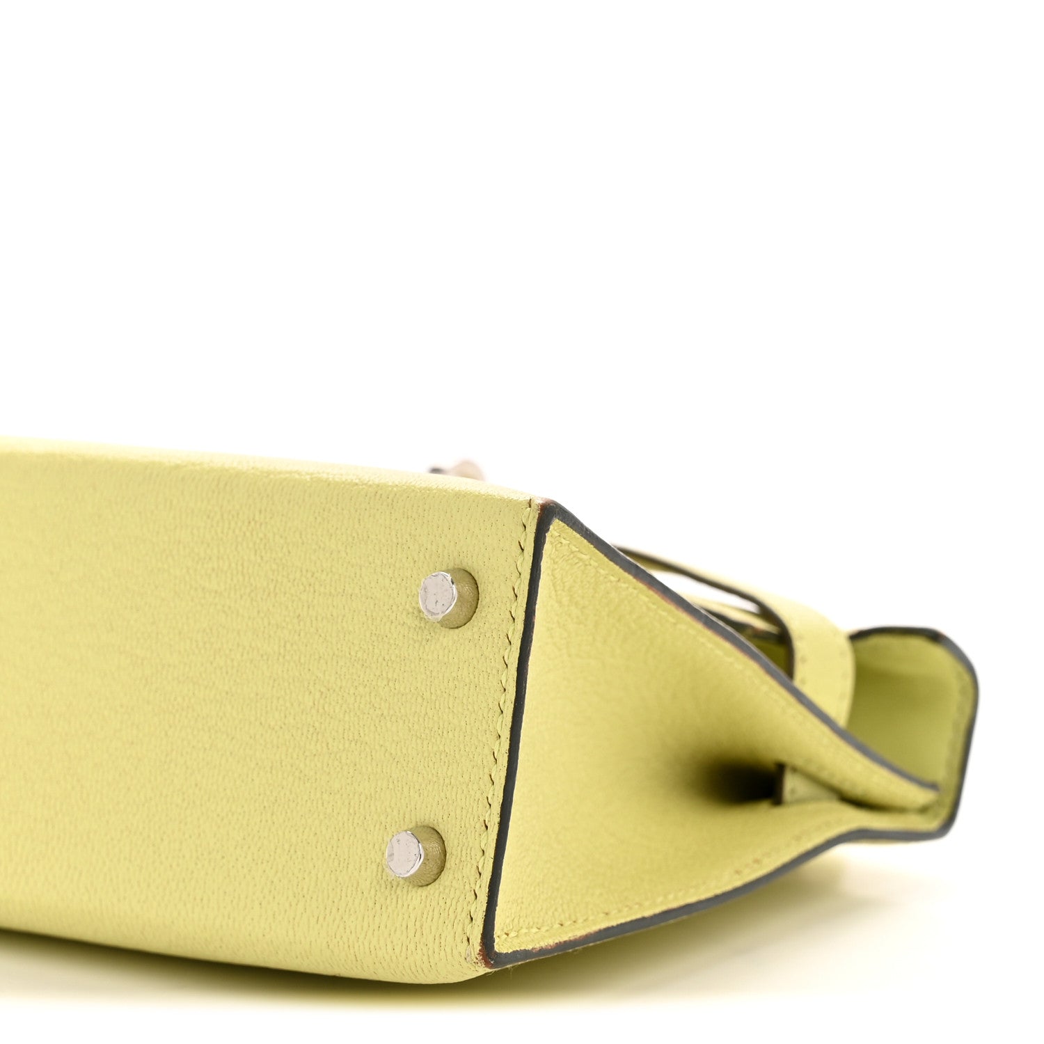HERMS MINI KELLY 20 SELLIER JAUNE BOURGEON CHEVRE MYSORE SILVER HARDWARE