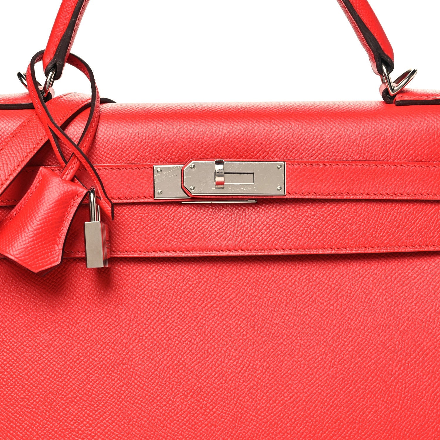 エルメス ケリー32 外縫い Rouge Casaque エプソン シルバー金具 HERMES KELLY32 SELLIER ROUGE CASAQUE EPSOM SILVER HARDWARE