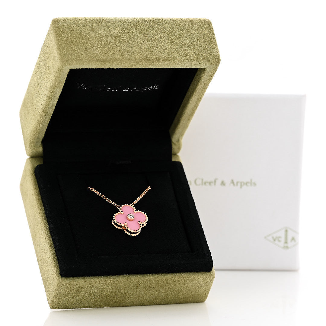 ヴァンクリーフ＆アーペル ヴィンテージアルハンブラ ペンダントネックレス ダイヤモンド 18K ローズゴールド VAN CLEEF & ARPELS VINTAGE ALHAMBRA PENDANT NECKLACE DIAMOND 18K ROSE GOLD