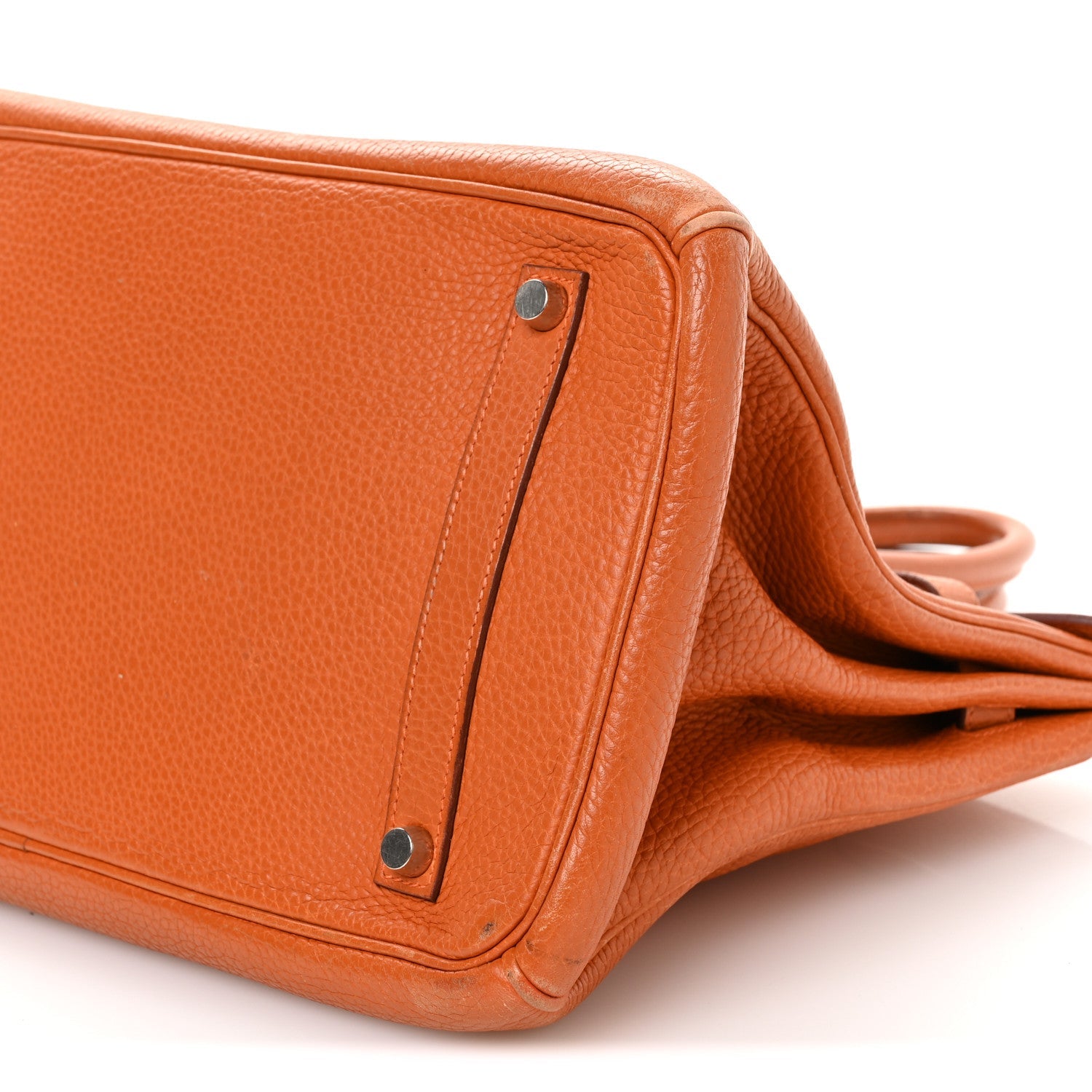HERMES BIRKIN 35 ORANGE TAURILLON CLEMENCE SILVER HARDWARE