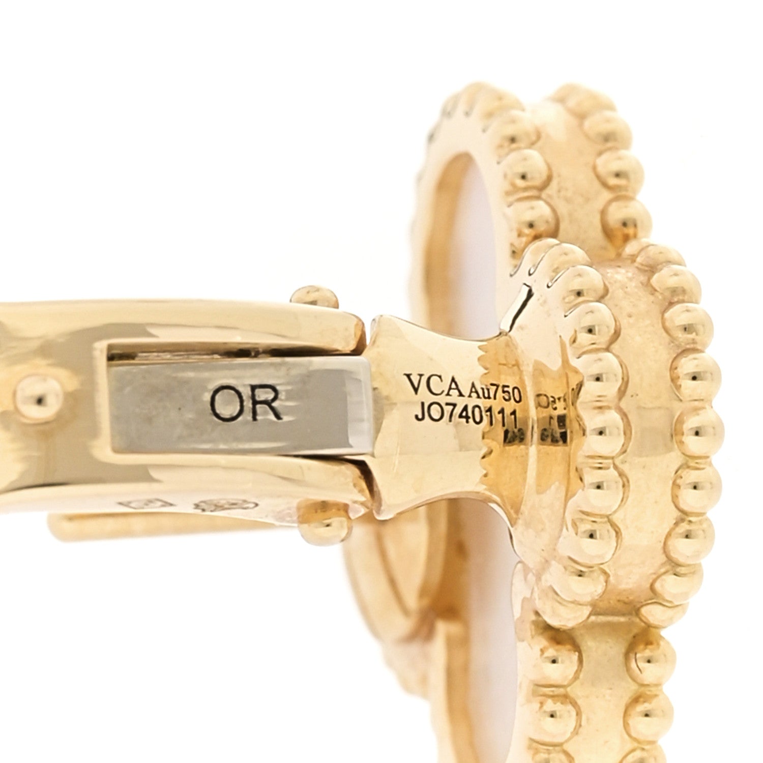 ヴァンクリーフ&アーペル 18Kイエローゴールド マザーオブパール ヴィンテージ アルハンブラ イヤリング