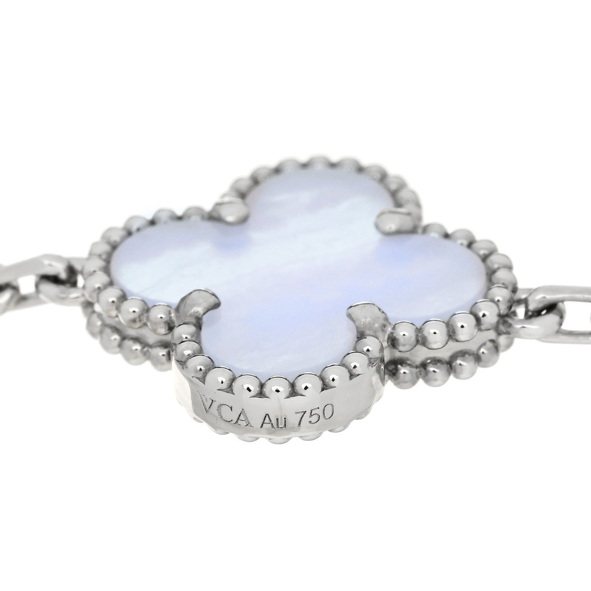 Van Cleef & Arpels Vintage Alhambra 5 Motifs Bracelet Chalcedony 18K White Gold