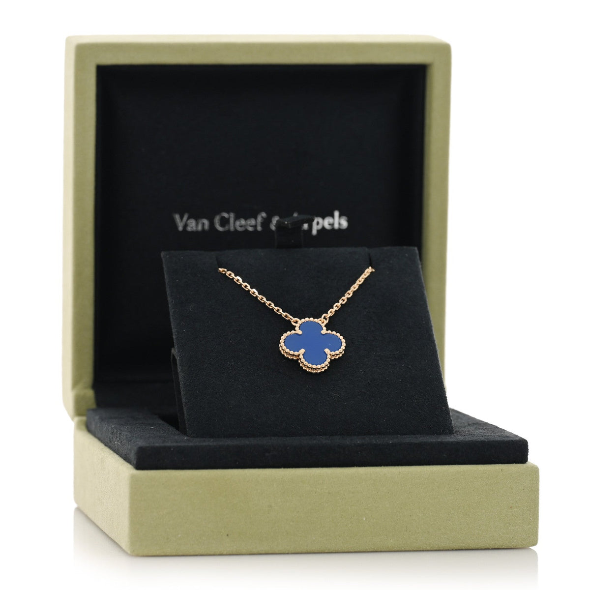 ヴァンクリーフ＆アーペル ヴィンテージアルハンブラ ペンダントネックレス ブルーアゲート 18K イエローゴールド VAN CLEEF & ARPELS VINTAGE ALHAMBRA PENDANT NECKLACE BLUE AGATE 18K YELLOW GOLD