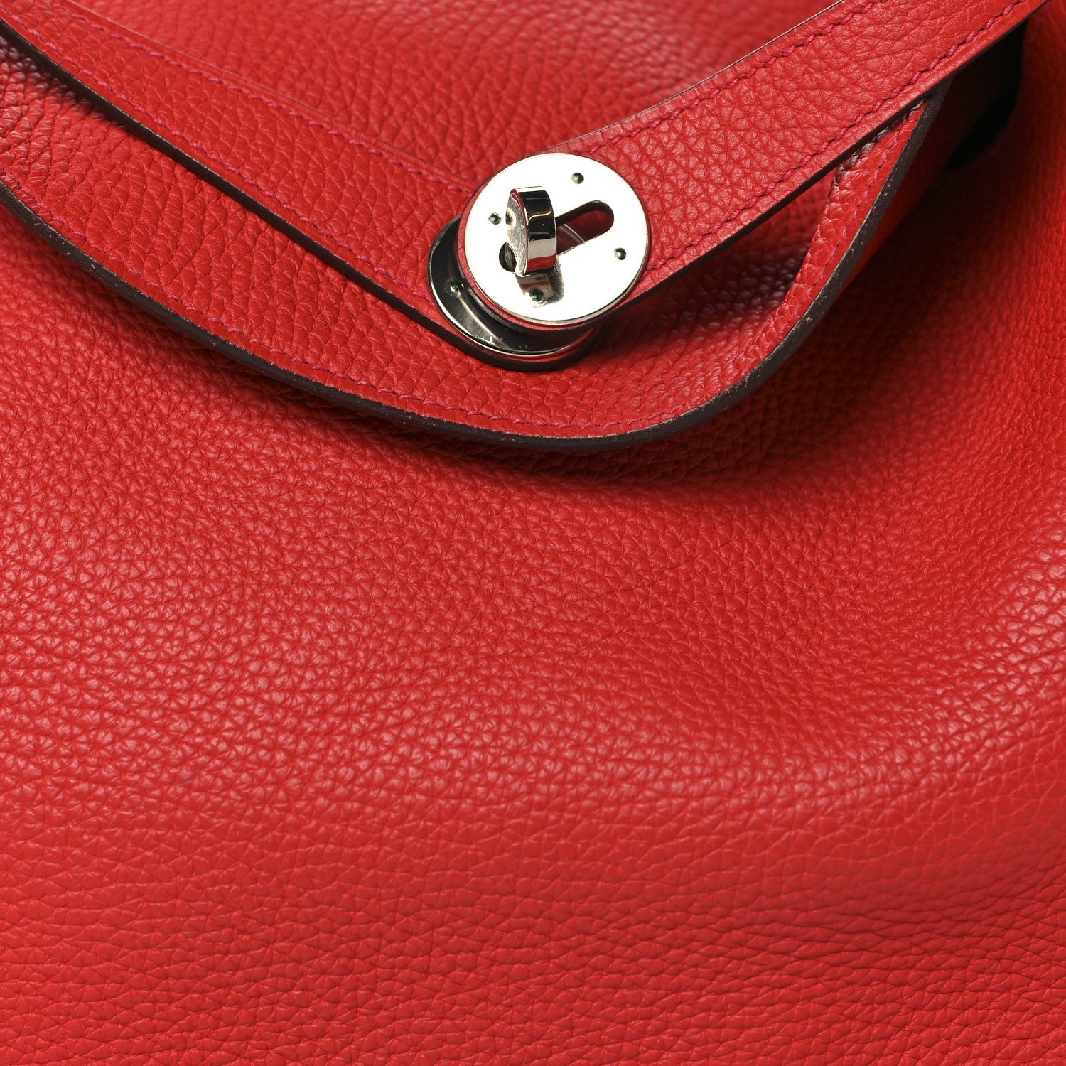 HERMES LINDY 30 ROUGE CASAQUE TAURILLON CLEMENCE SILVER HARDWARE