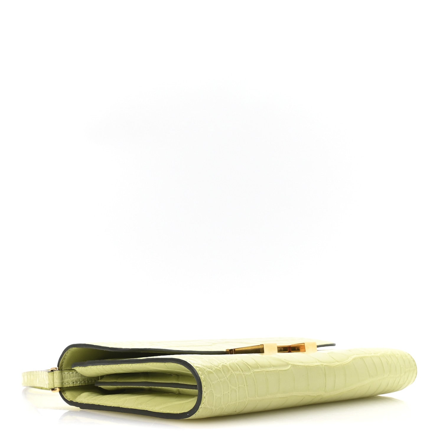 HERMES CONSTANCE TO GO WALLET JAUNE BOURGEON MATTE ALLIGATOR GOLD HARDWARE