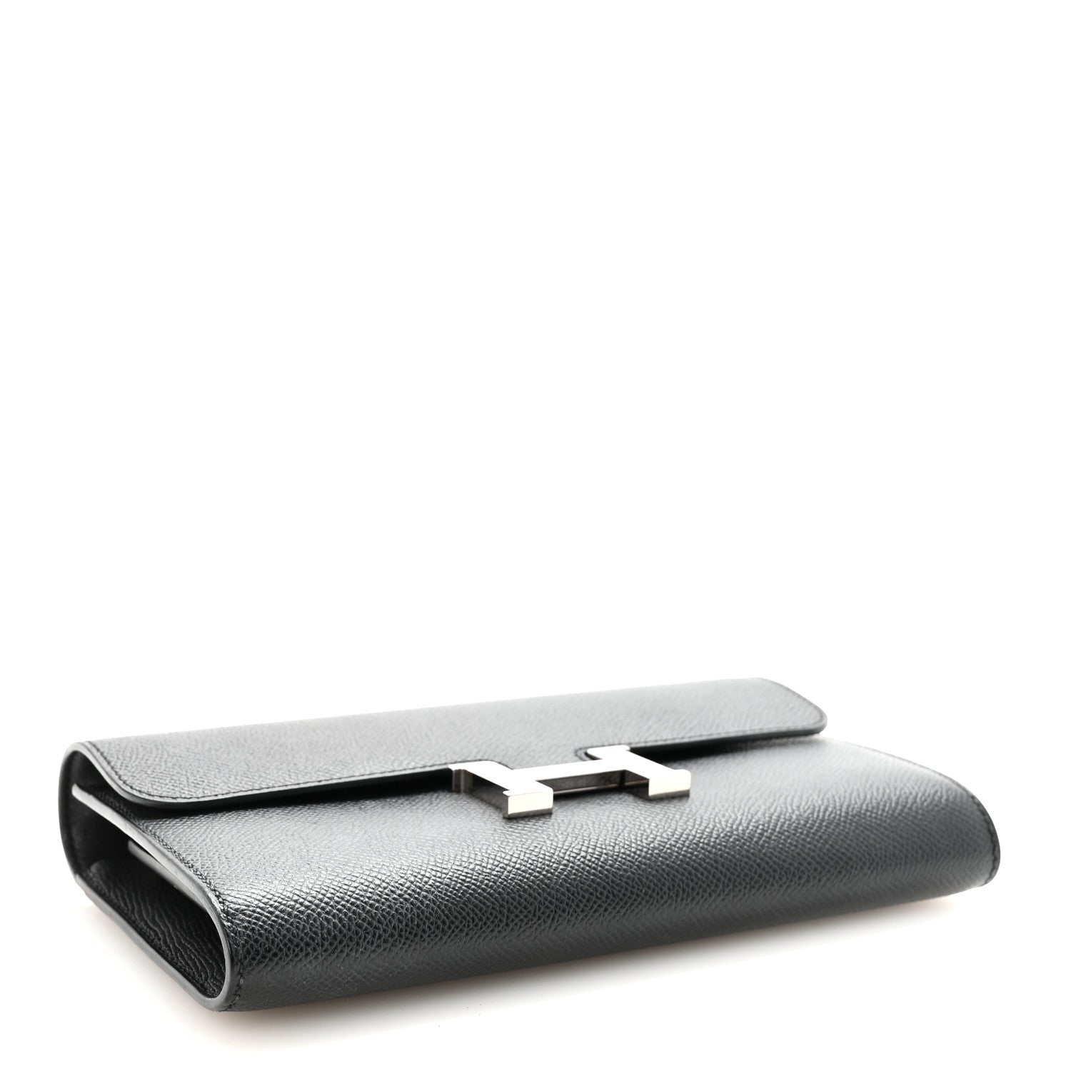 HERMES CONSTANCE TO GO WALLET BLACK EPSOM SILVER HARDWARE