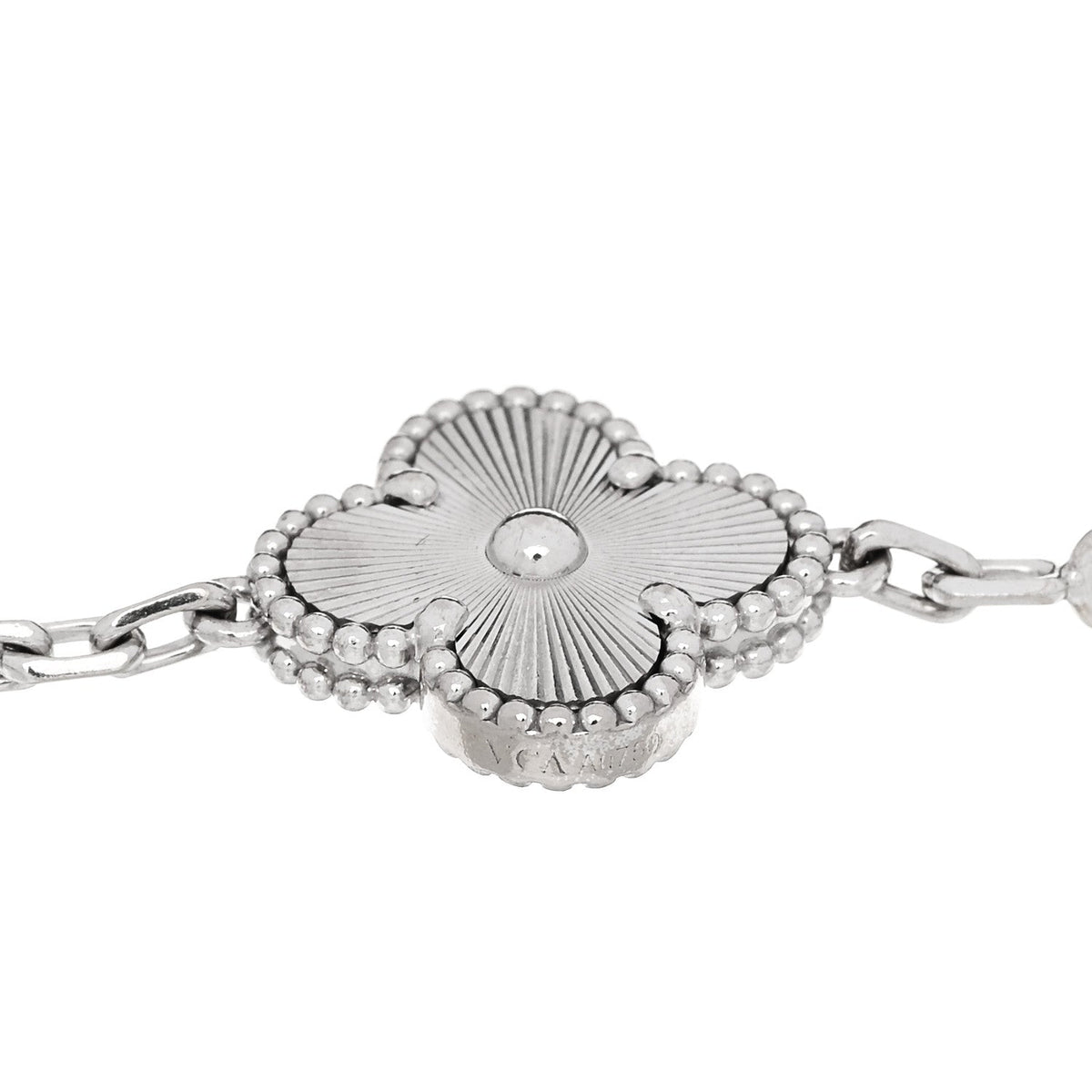 ヴァンクリーフ＆アーペル ヴィンテージアルハンブラ 5モチーフ ブレスレット ギョーシェ 18K ホワイトゴールド VAN CLEEF & ARPELS VINTAGE ALHAMBRA 5 MOTIFS BRACELET GUILLOCHÉ 18K WHITE GOLD
