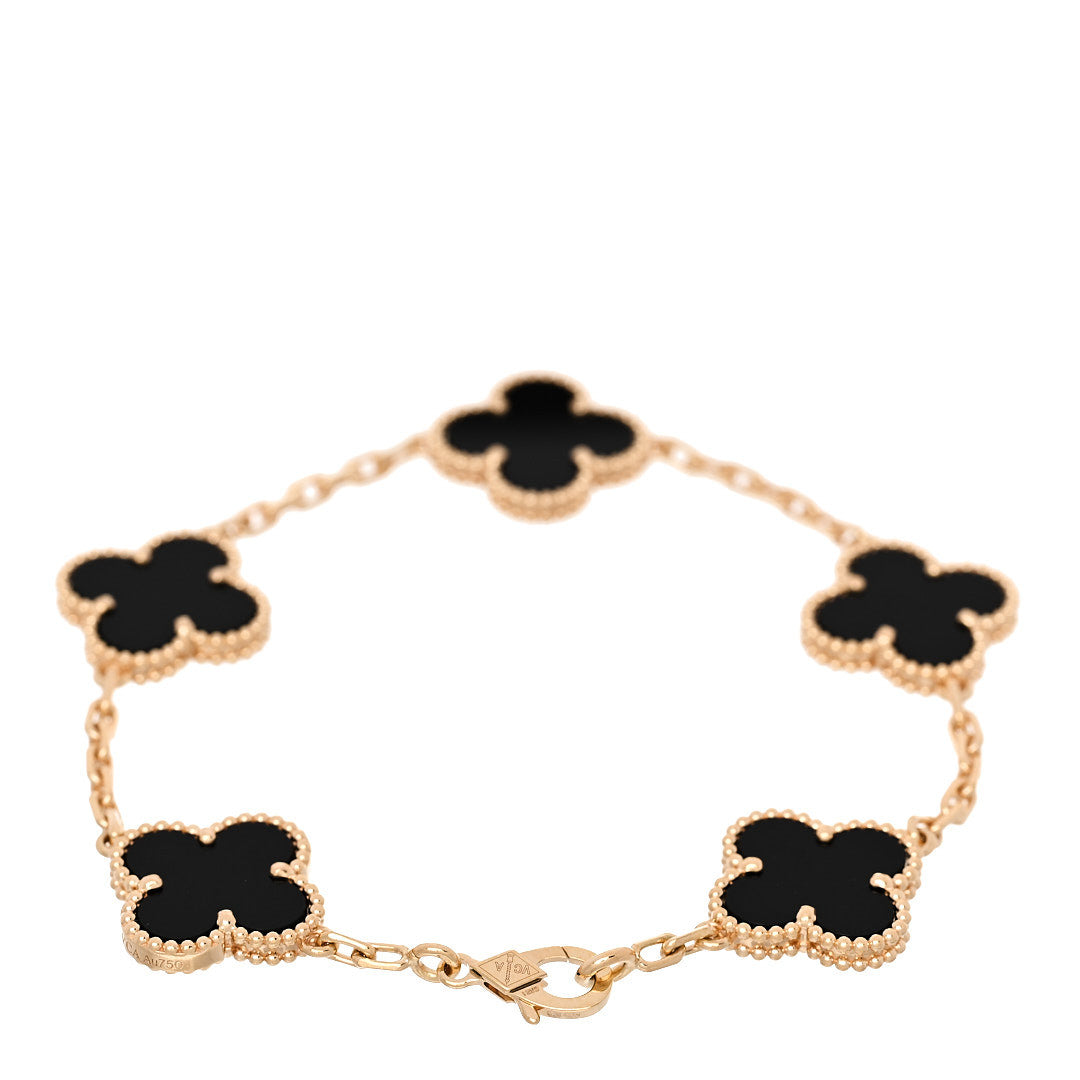ヴァンクリーフ＆アーペル ヴィンテージアルハンブラ 5モチーフ ブレスレット ブラックオニキス 18K イエローゴールド VAN CLEEF & ARPELS VINTAGE ALHAMBRA 5 MOTIFS BRACELET BLACK ONYX 18K YELLOW GOLD