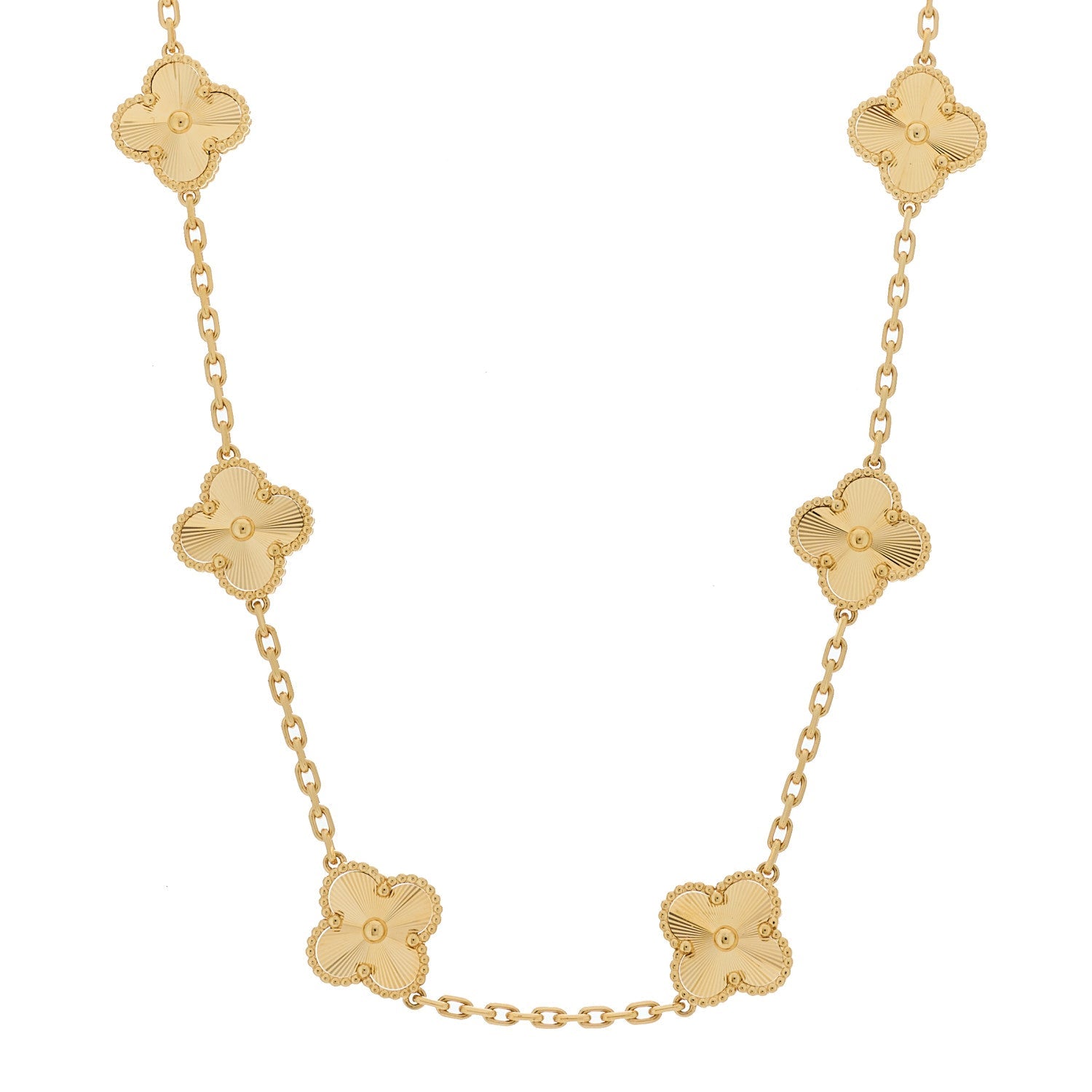 ヴァンクリーフ＆アーペル ヴィンテージアルハンブラ 10モチーフ ネックレス ギョーシェ 18K イエローゴールド VAN CLEEF & ARPELS VINTAGE ALHAMBRA 10 MOTIFS NECKLACE GUILLOCHÉ 18K YELLOW GOLD
