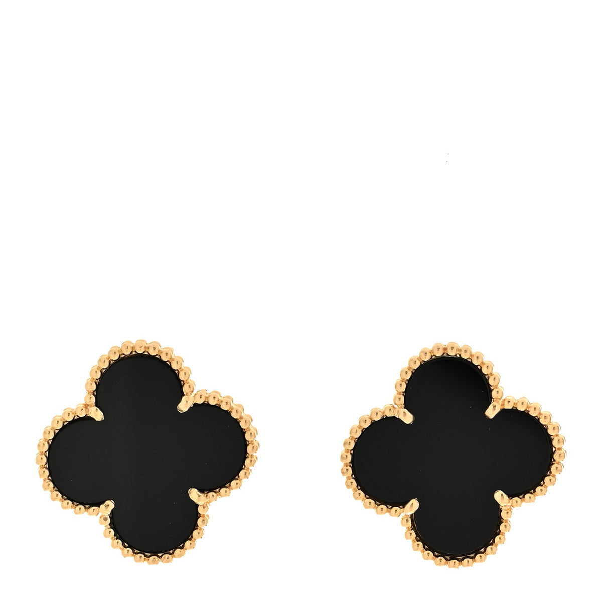 VAN CLEEF & ARPELS MAGIC ALHAMBRA EARRINGS BLACK ONYX 18K YELLOW GOLD