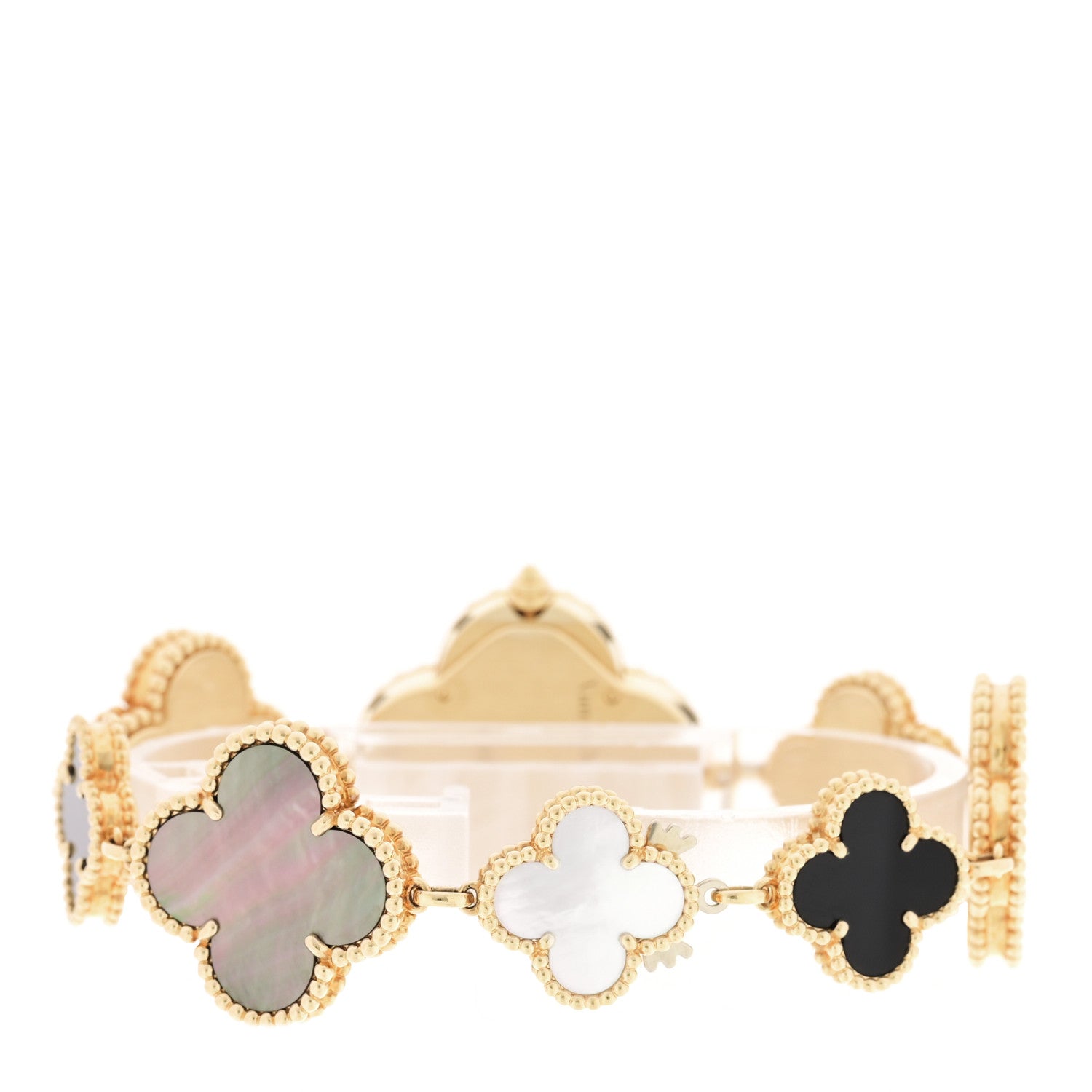 ヴァンクリーフ＆アーペル 18Kイエローゴールド マザーオブパール ブラックオニキス 26mm アルハンブラ クォーツウォッチ 腕時計