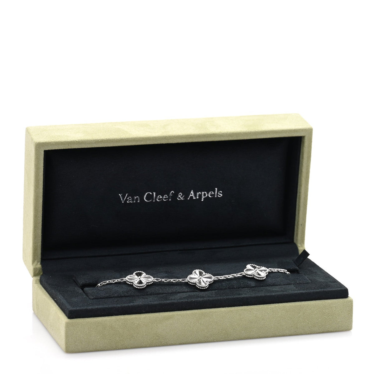ヴァンクリーフ＆アーペル ヴィンテージアルハンブラ 5モチーフ ブレスレット ギョーシェ 18K ホワイトゴールド VAN CLEEF & ARPELS VINTAGE ALHAMBRA 5 MOTIFS BRACELET GUILLOCHÉ 18K WHITE GOLD