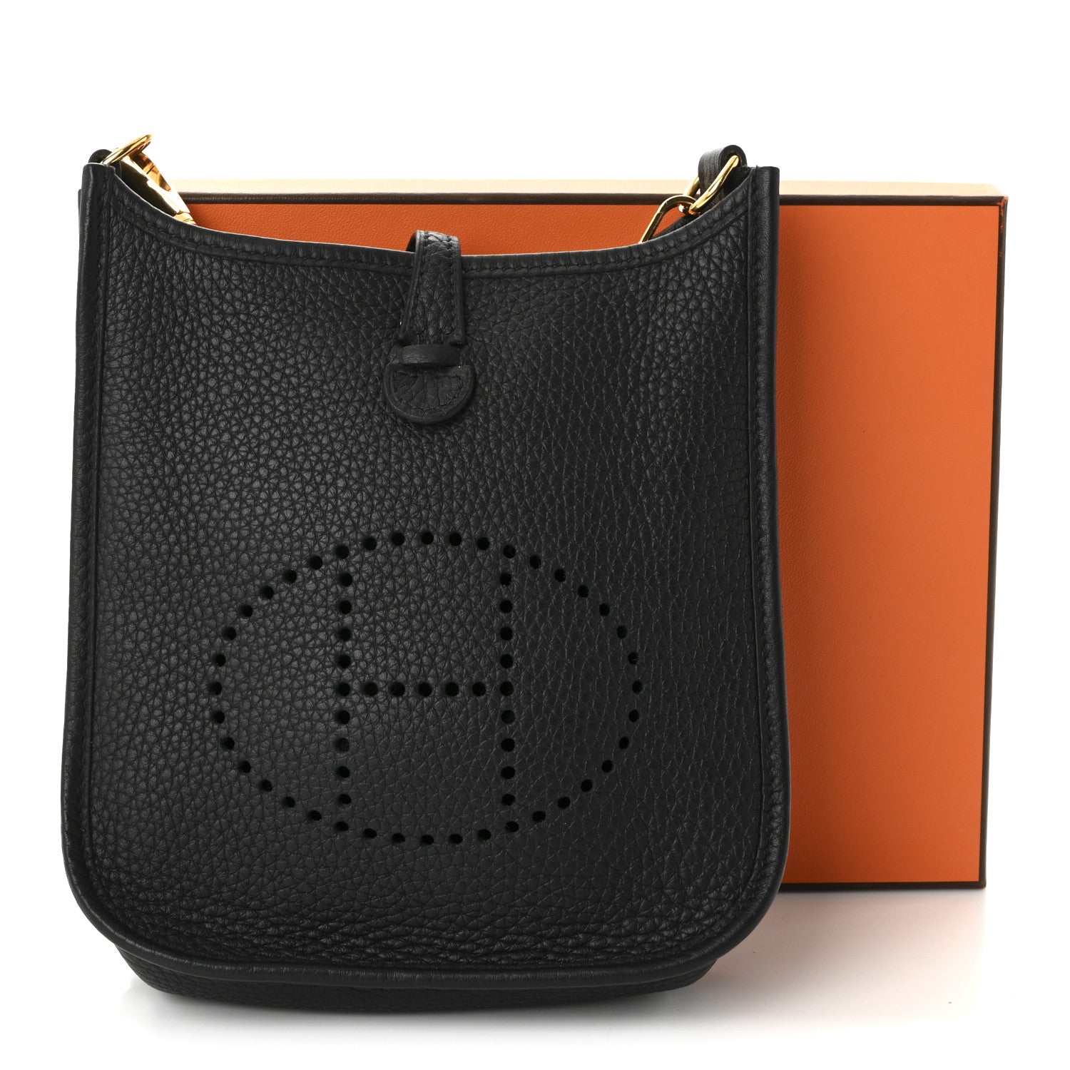 エルメス ミニエヴリン TPM Black トリヨンクレマンス ゴールド金具 HERMES MINI EVELYNE TPM BLACK TAURILLON CLEMENCE GOLD HARDWARE