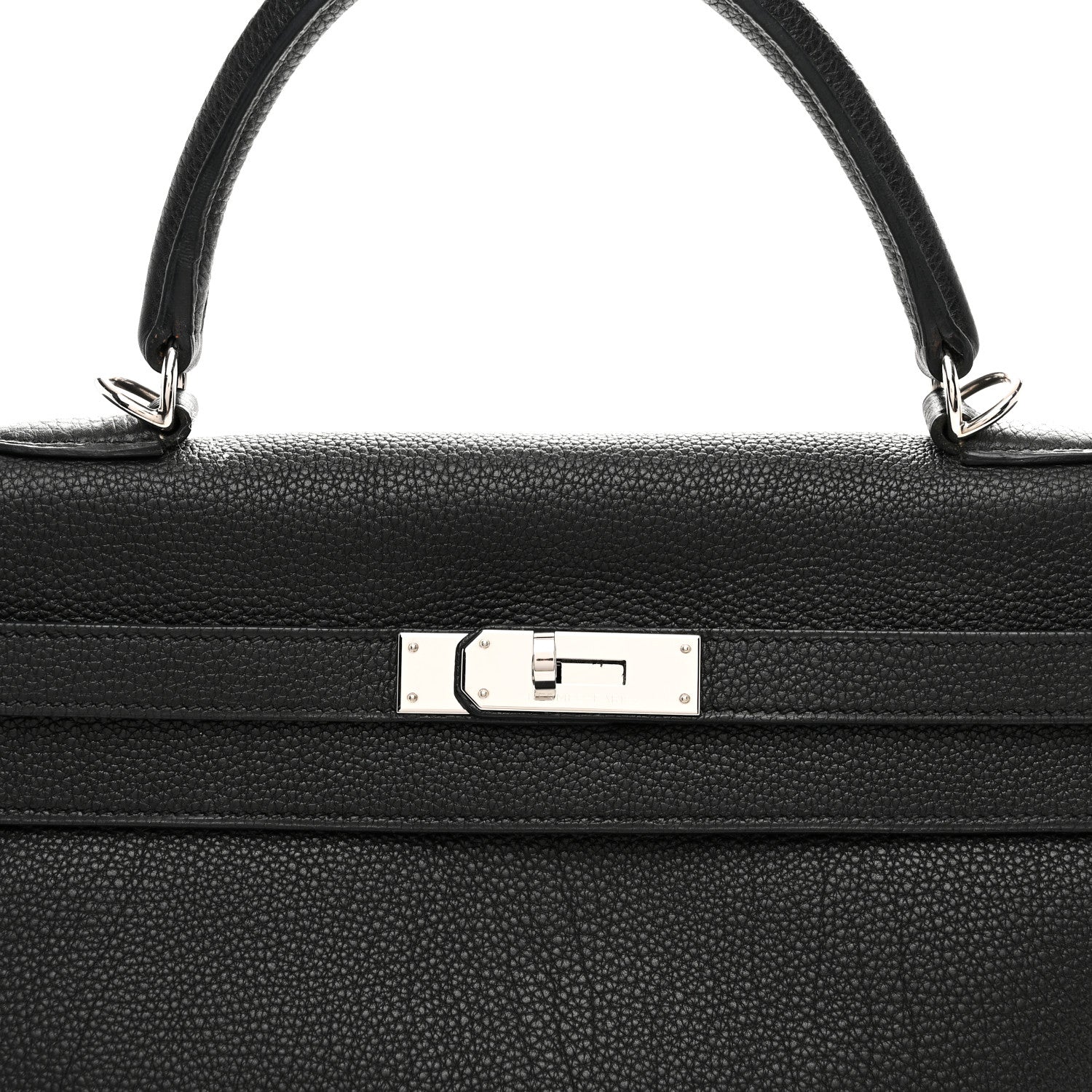 HERMES KELLY 35 REOURNE BLACK TOGO SILVER HARDWARE
