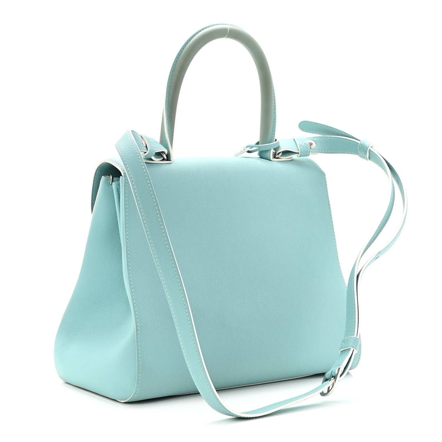 DELVAUX BRILLANT MM SHOULDER BAG LIGHT BLEU GRAINED CLAFSKIN