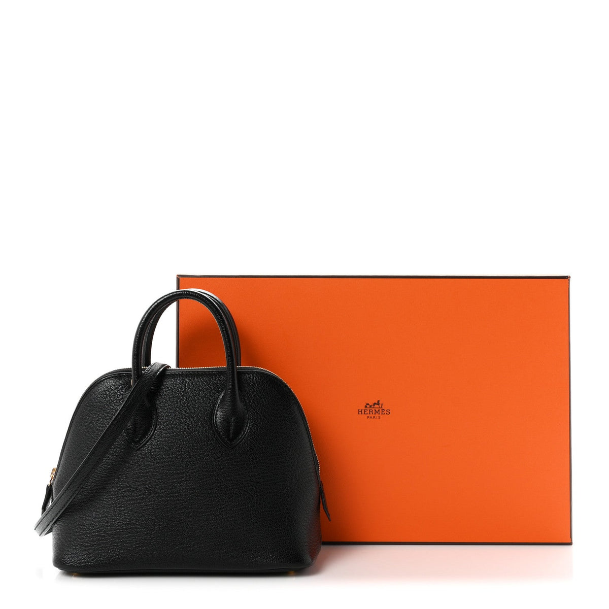 Hermès Mini Bolide 1923 Black Chèvre Mysore Gold Hardware
