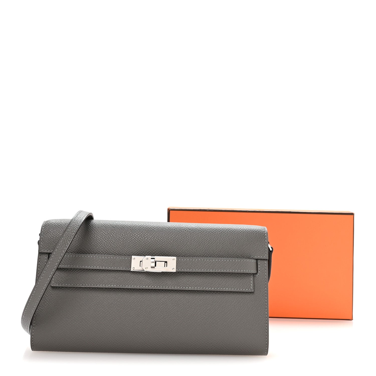HERMES KELLY TO GO WALLET GRIS MEYER EPSOM SILVER HARDWARE