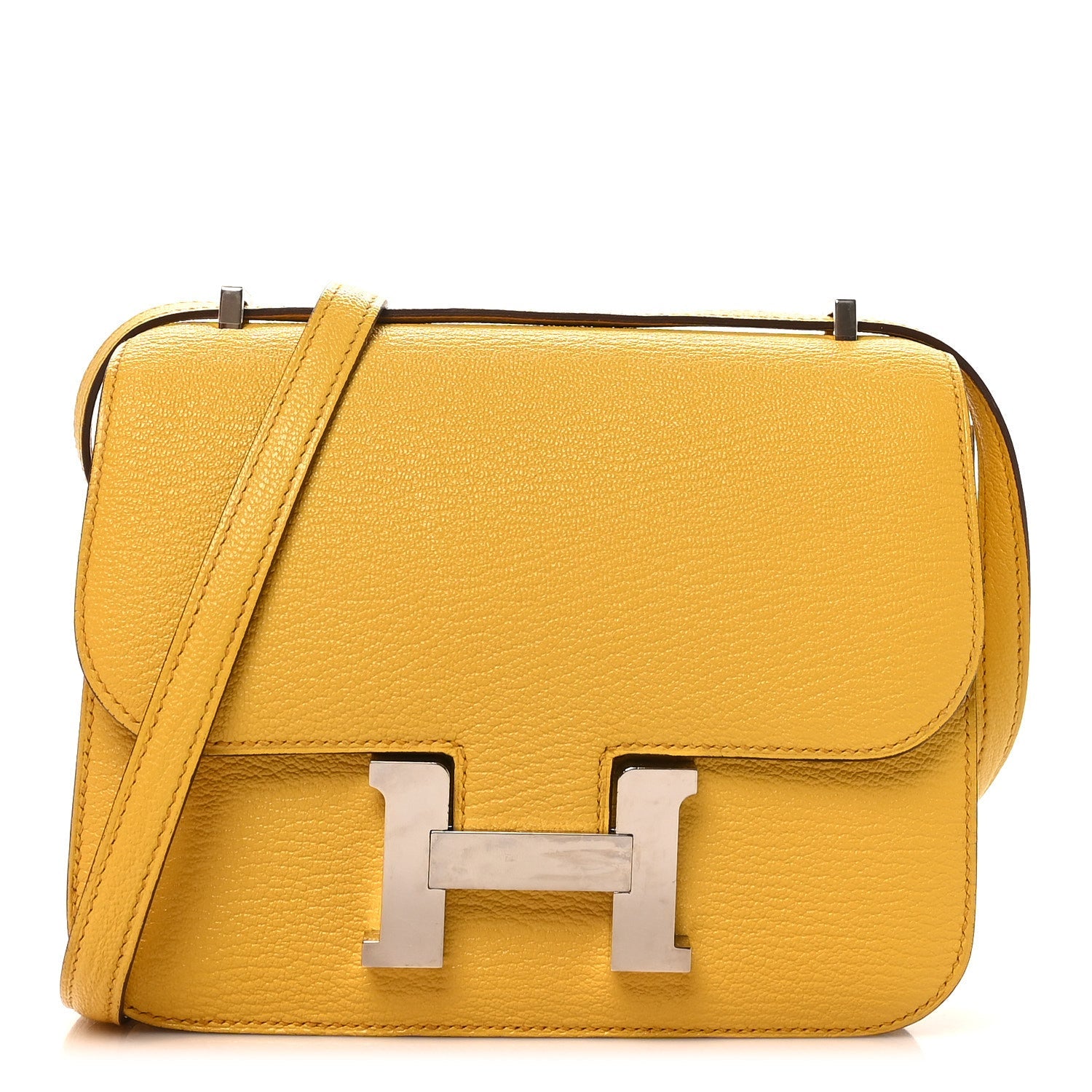 エルメス  ミニコンスタンス 18 Jaune De Naples シェーブルミゾール シルバー金具 HERMES MINI CONSTANCE 18 JAUNE DE NAPLES CHEVRE MYSORE SILVER HARDWARE