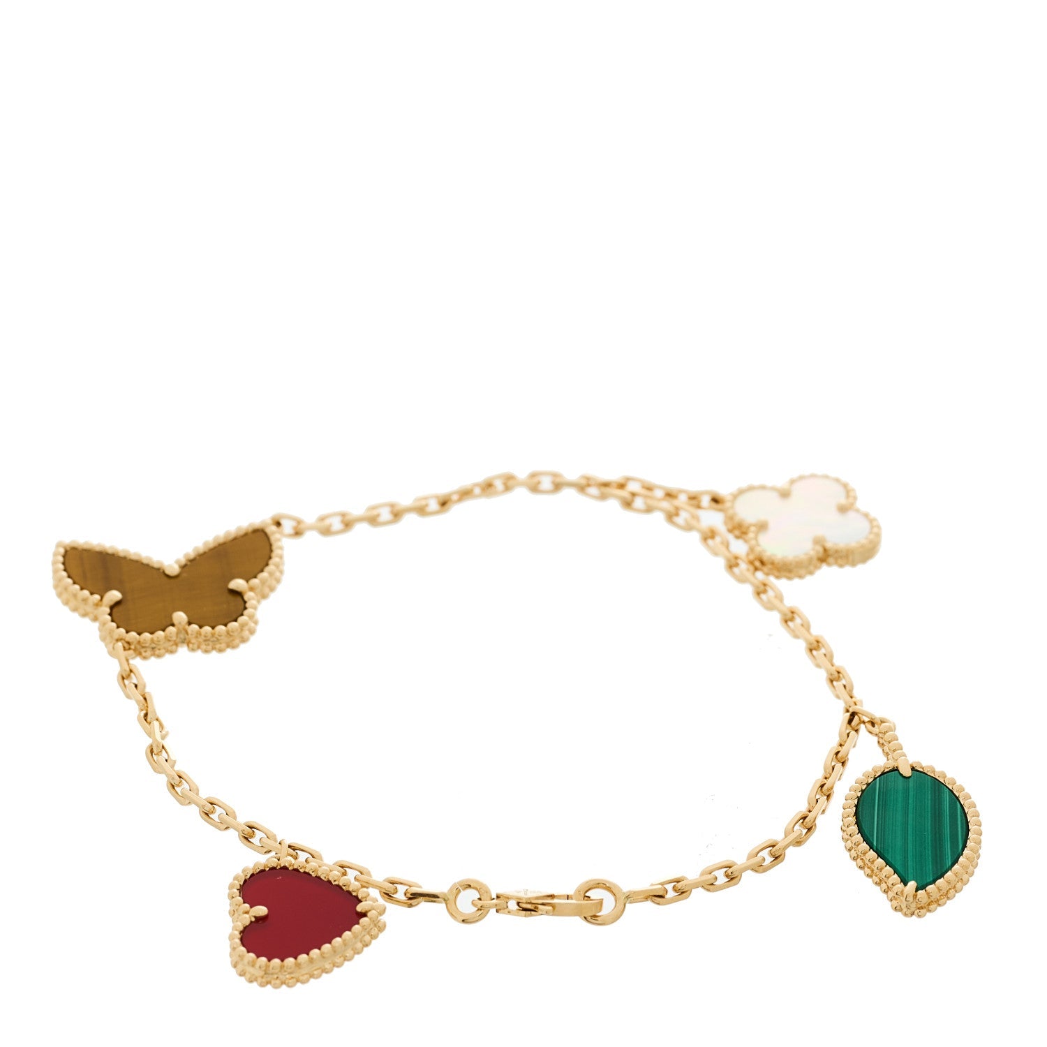ヴァンクリーフ＆アーペル ラッキーアルハンブラ 4モチーフ ブレスレット マルチカラー 18K イエローゴールド VAN CLEEF & ARPELS LUCKY ALHAMBRA 4 MOTIFS BRACELET MULTICOLOR 18K YELLOW GOLD
