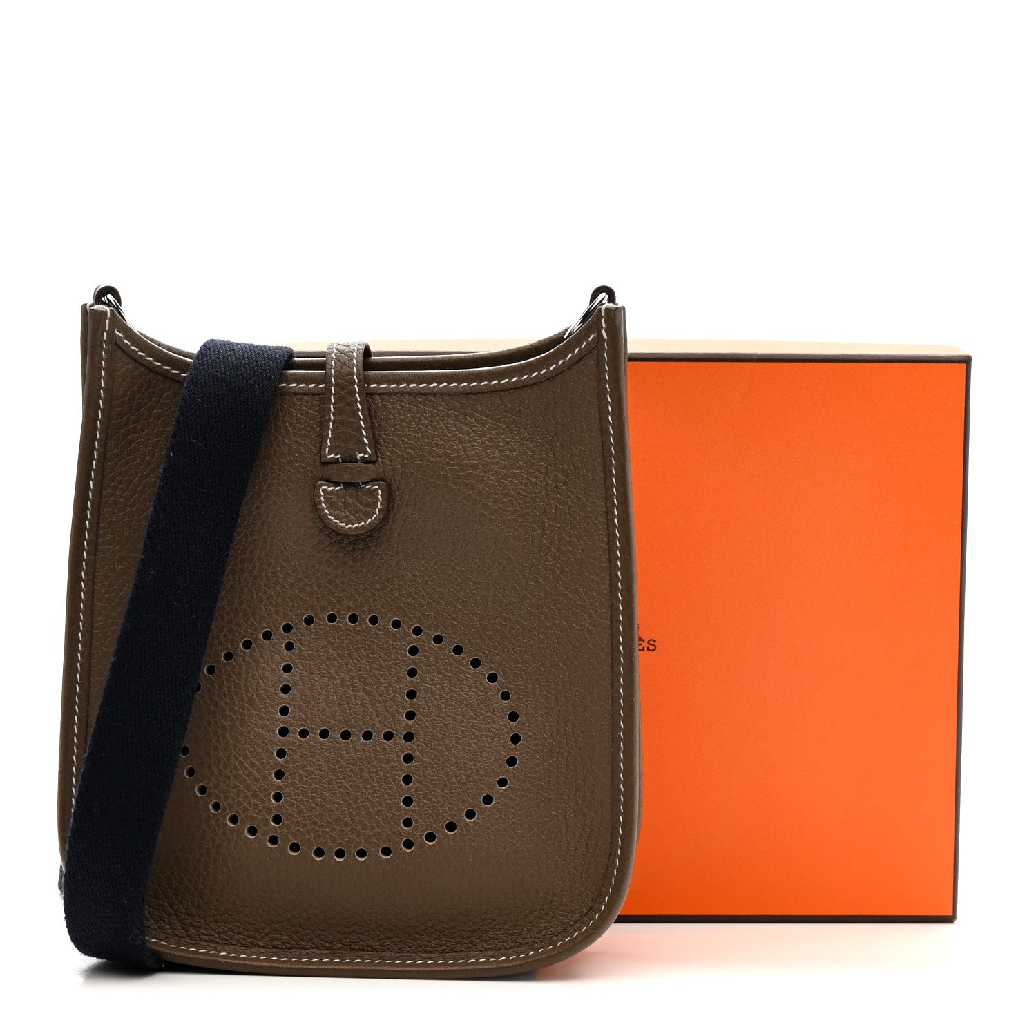 エルメス ミニエヴリン TPM アマゾン Etoupe Bleu Indigo トリヨンクレマンス シルバー金具 HERMES MINI EVELYNE TPM AMAONE TAURILLON CLEMENCE SILVER HARDWARE