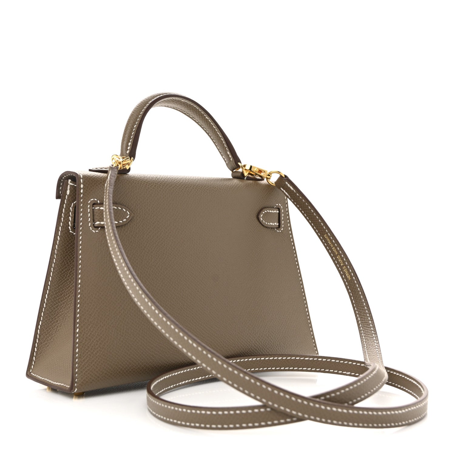 エルメス ミニケリー 20 外縫い Etoupe エプソン ゴールド金具 HERMES MINI KELLY 20 SELLIER ETOUPE EPSOM GOLD HARDWARE