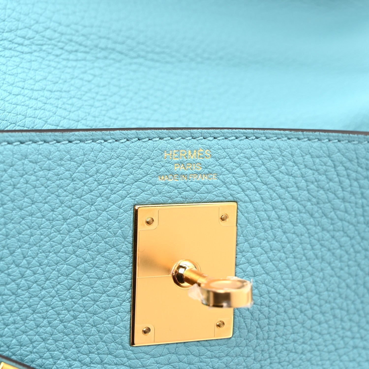 HERMES KELLY 28 RETOURNE BLEU ATOLL TOGO GOLD HARDWARE