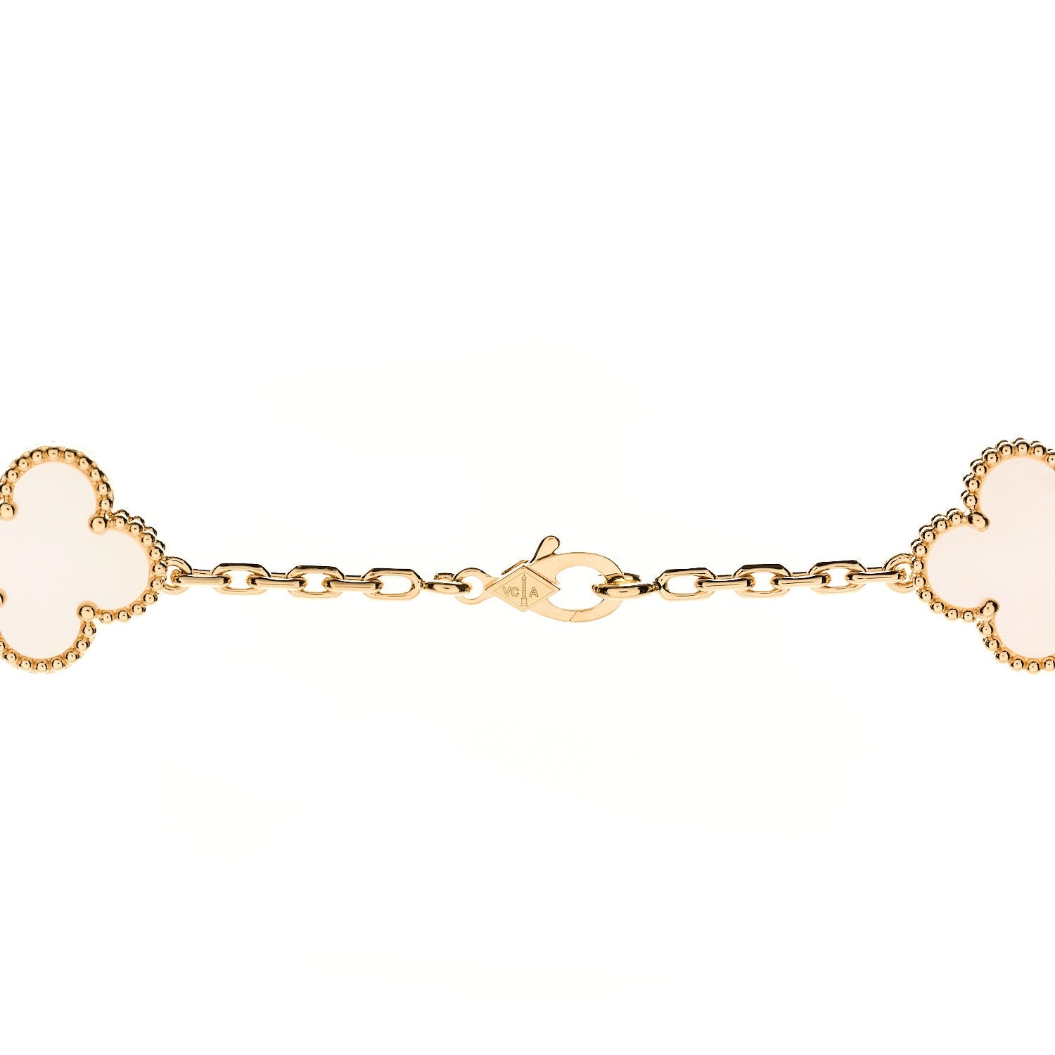 VAN CLEEF 18Kイエローゴールド マザーオブパール 20モチーフ ヴィンテージ アルハンブラ ネックレス