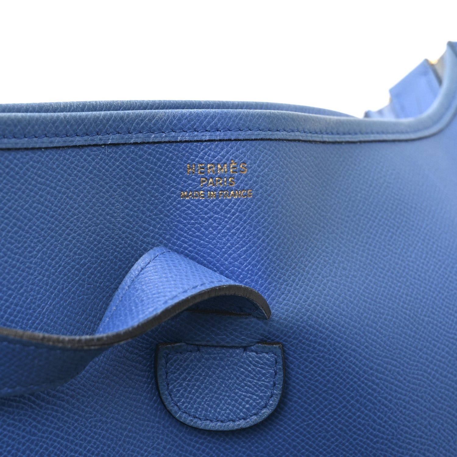 HERMES EVELYNE GM BLEU FRANCE COURCHEVEL SILVER HARDWARE