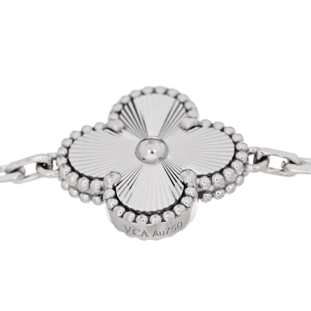 ヴァンクリーフ＆アーペル ヴィンテージアルハンブラ 5モチーフ ブレスレット ギョーシェ 18K ホワイトゴールド VAN CLEEF & ARPELS VINTAGE ALHAMBRA 5 MOTIFS BRACELET GUILLOCHÉ 18K WHITE GOLD