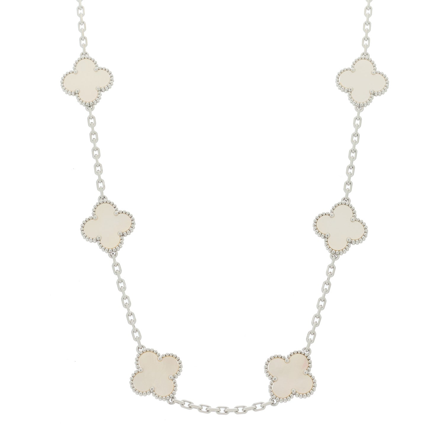 ヴァンクリーフ＆アーペル ヴィンテージアルハンブラ 10モチーフ ネックレス マザーオブパール 18K ホワイトゴールド VAN CLEEF & ARPELS VINTAGE ALHAMBRA 10 MOTIFS NECKLACE MOTHER OF PEARL 18K WHITE GOLD