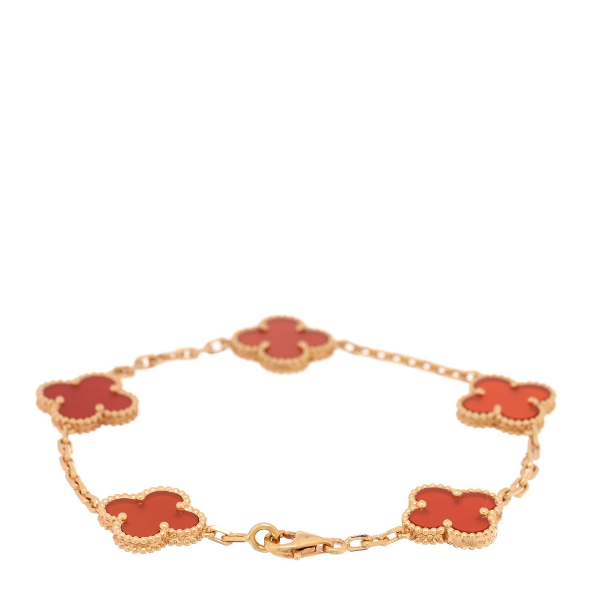 ヴァンクリーフ＆アーペル ヴィンテージアルハンブラ 5モチーフ ブレスレット カーネリアン 18K イエローゴールド VAN CLEEF & ARPELS VINTAGE ALHAMBRA 5 MOTIFS BRACELET CARNELIAN 18K YELLOW GOLD