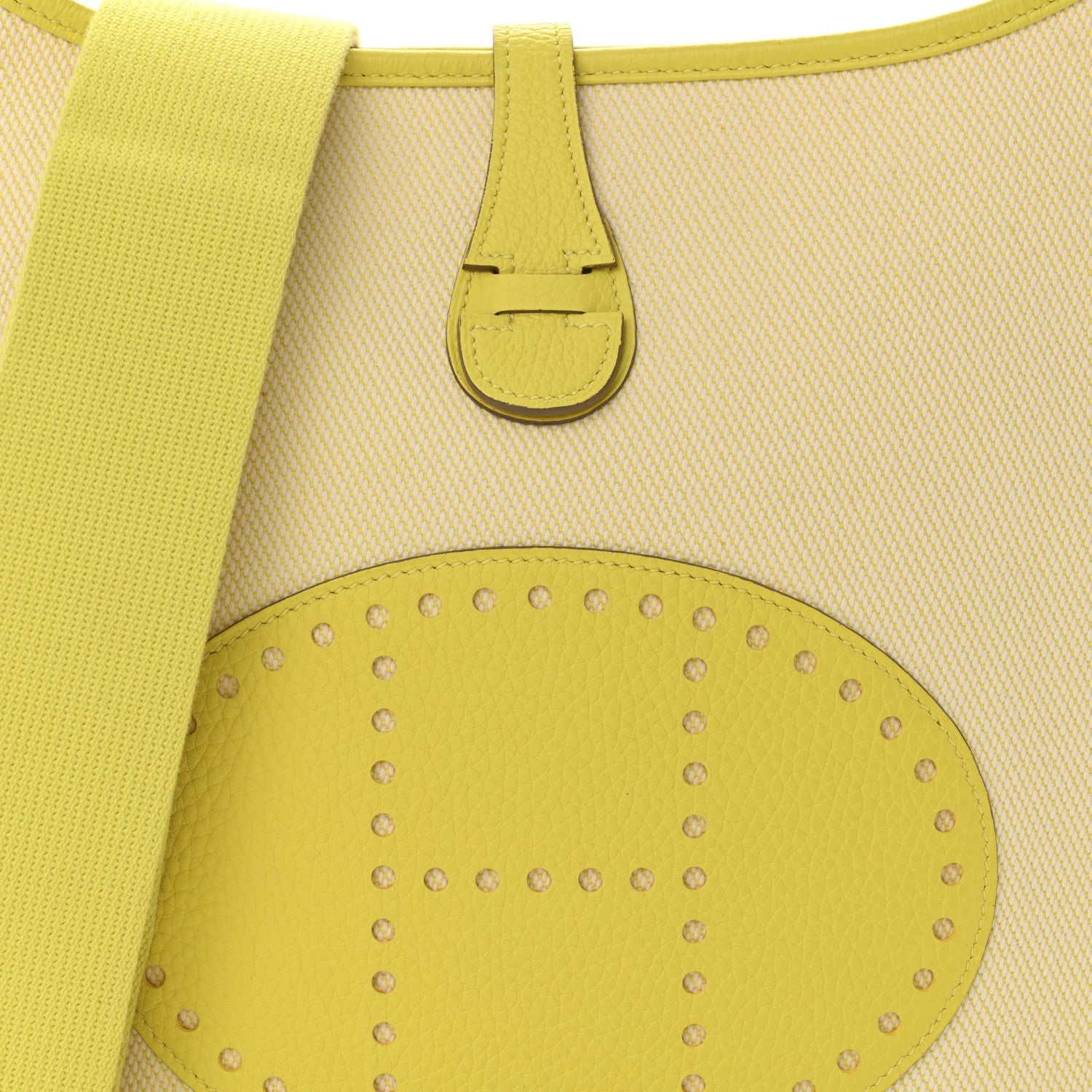 エルメス エヴリン PM Ecru Citron Lime トリヨンクレマンス / トワル アッシュ シルバー金具 HERMES EVELYNE TAURILLON CLEMENCE / TOILE H SILVER HARDWARE