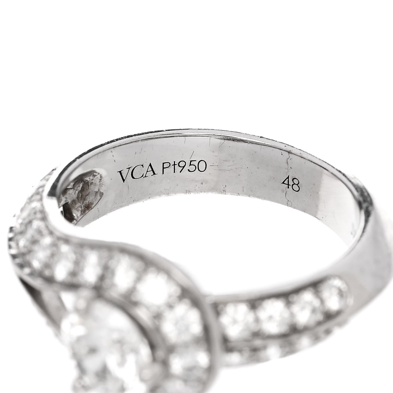 ヴァンクリーフ & アーペル プラチナ ダイヤモンド付き .70ct クチュール ソリテール 指輪 48 4.5