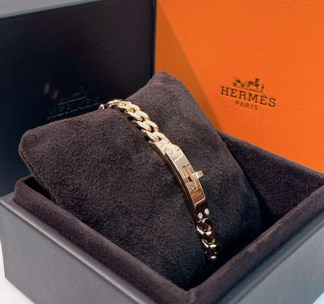 【定価以下】エルメス ケリーグルメット ブレスレット ローズゴールド ダイヤモンド HERMES BRACELET KELLY GOURMETTE  ROSE GOLD DIAMONDS VERY SMALL MODEL