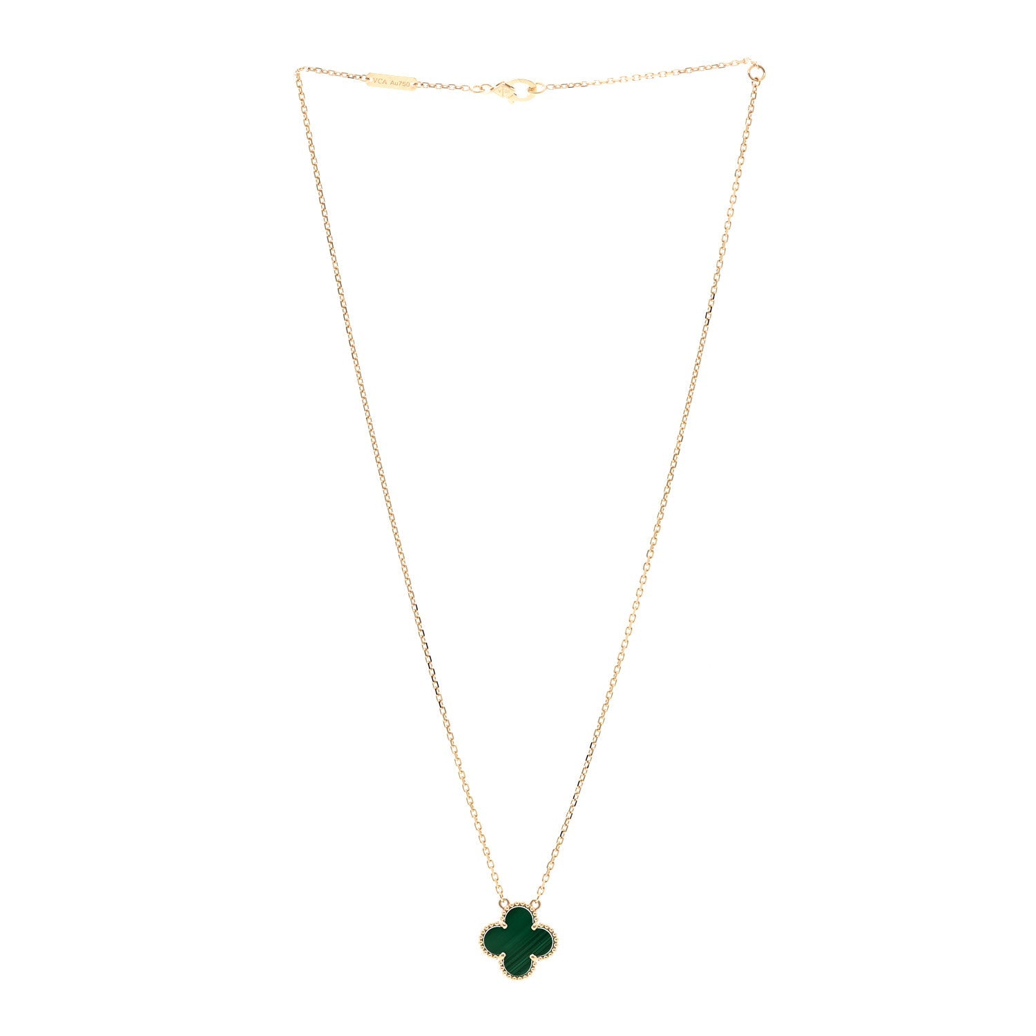 ヴァンクリーフ＆アーペル ヴィンテージアルハンブラ ペンダントネックレス マラカイト 18K イエローゴールド VAN CLEEF & ARPELS VINTAGE ALHAMBRA PENDANT NECKLACE MALACHITE 18K YELLOW GOLD