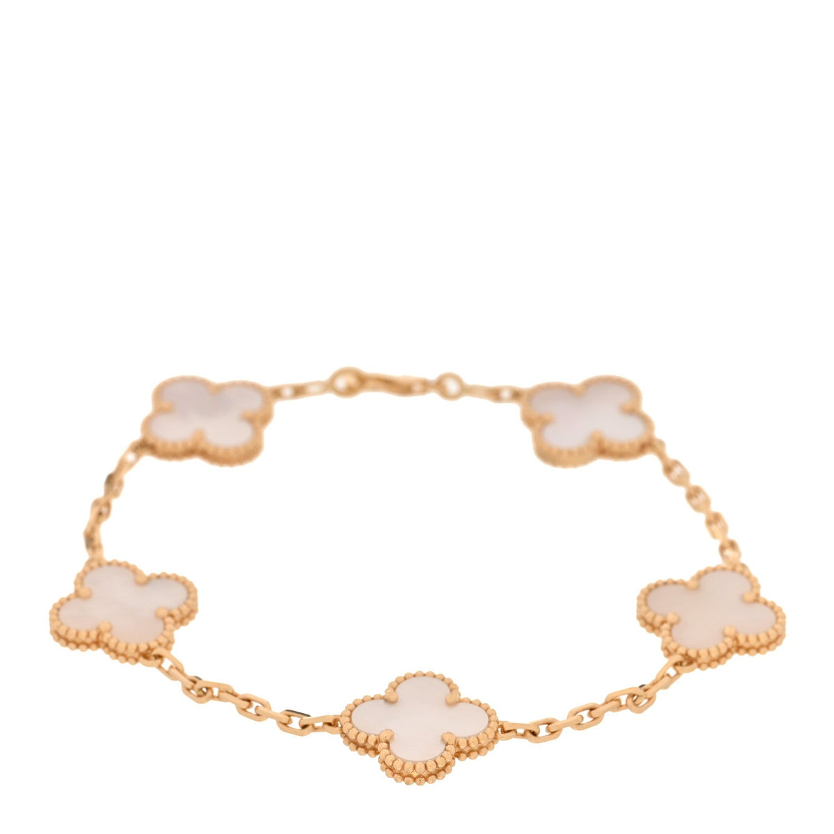 Van Cleef & Arpels Vintage Alhambra 5 Motifs Bracelet Mother of Pearl 18K Yellow Gold